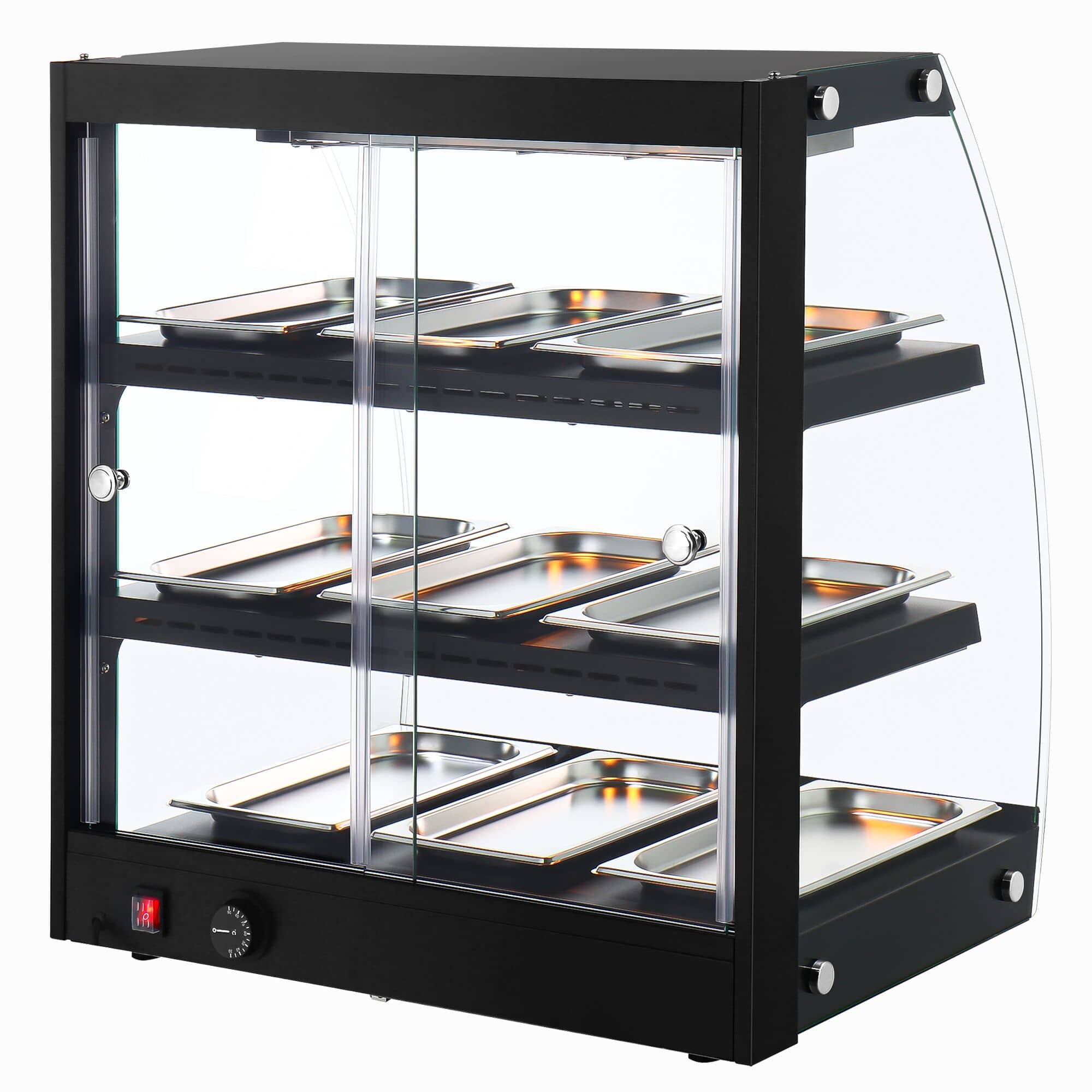 Vitrină caldă de banc - 648 mm - 1,16 kW - cu 3 rafturi - negru — 9