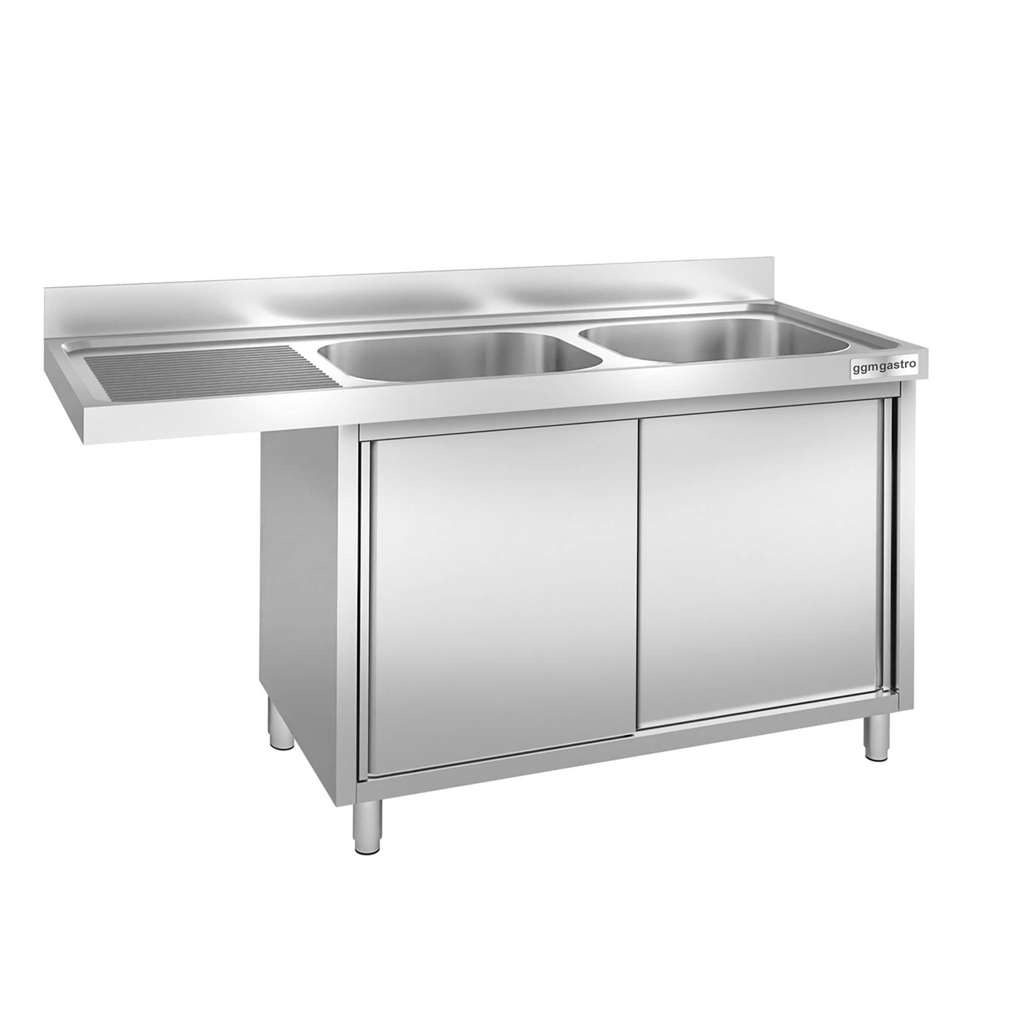 Chiuvetă tip dulap pentru mașină de spălat vase - 1800x600 mm - cu 2 cuve dreapta — 2