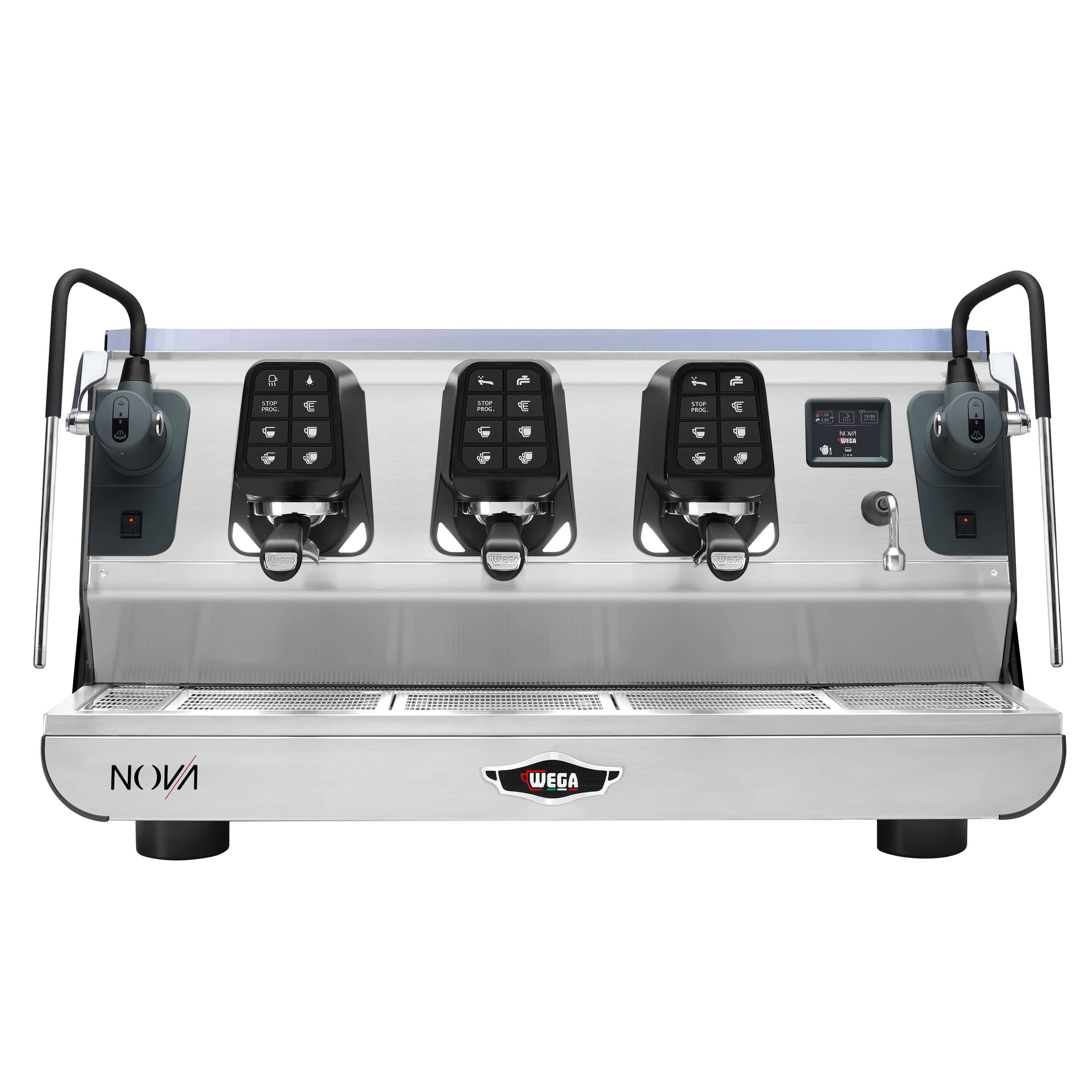 WEGA | Nova - Espressor - 3 grupuri - 5,7 kW - cu 2 spumante de lapte și apă fierbinte - Touch - Negru — 5