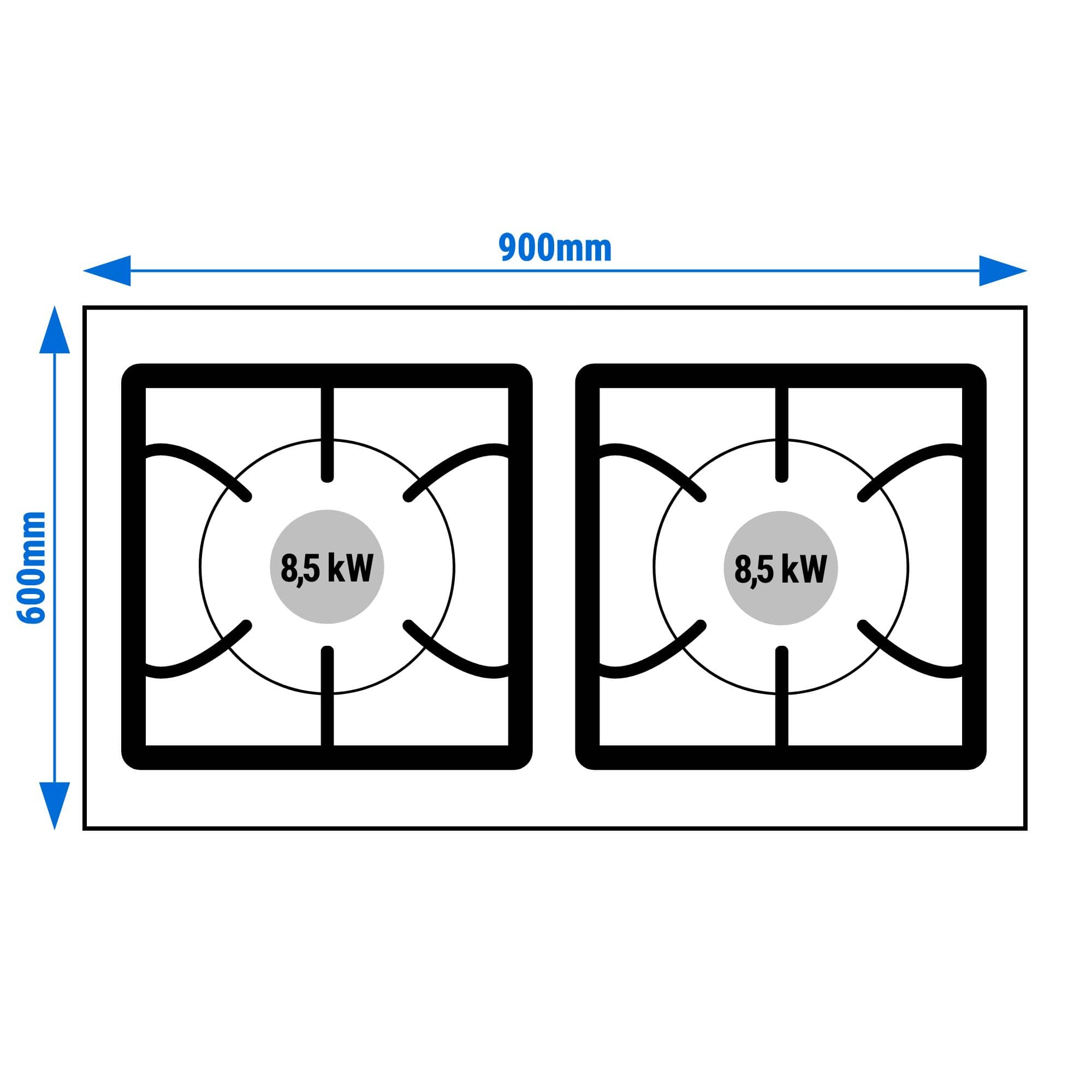 Mașină de gătit / Aragaz profesional pe gaz - Giuseppe – seria 600 - 900x600x(H)850 mm - 17 kW - 2 arzătoare - suport deschis cu pardoseală de bază și sertar de colectare — 16