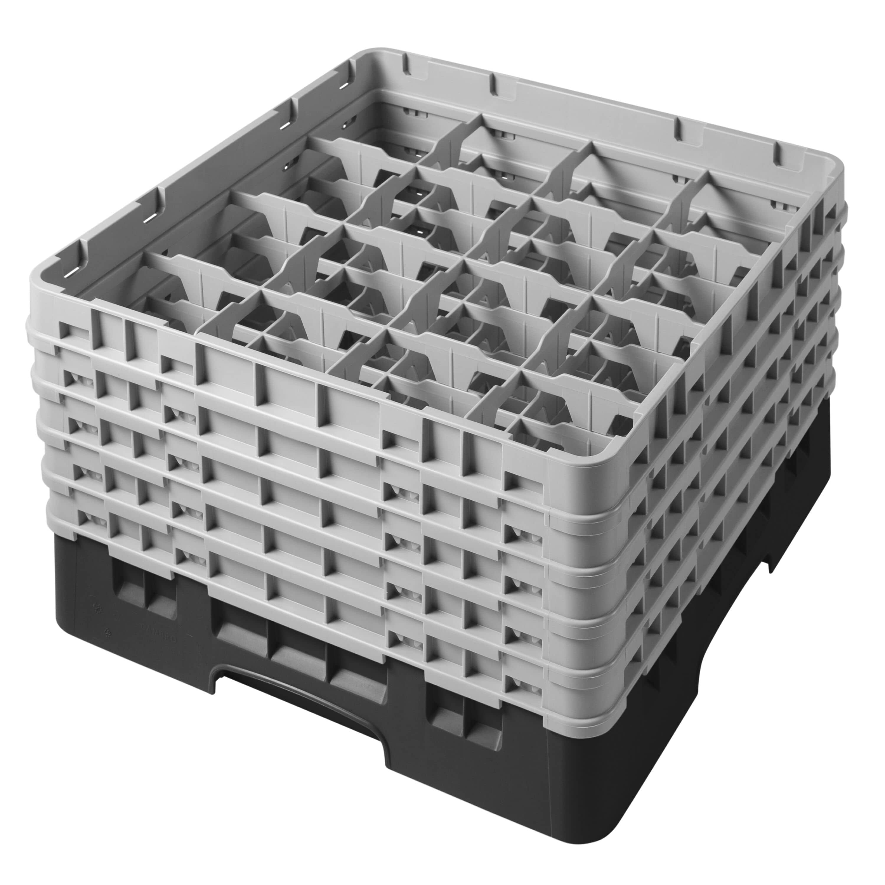 CAMBRO | CAMRACK® - Coș spălător de sticlă 1/1 cu 5 extensii - 500x500mm - 16 compartimente - Negru — 4
