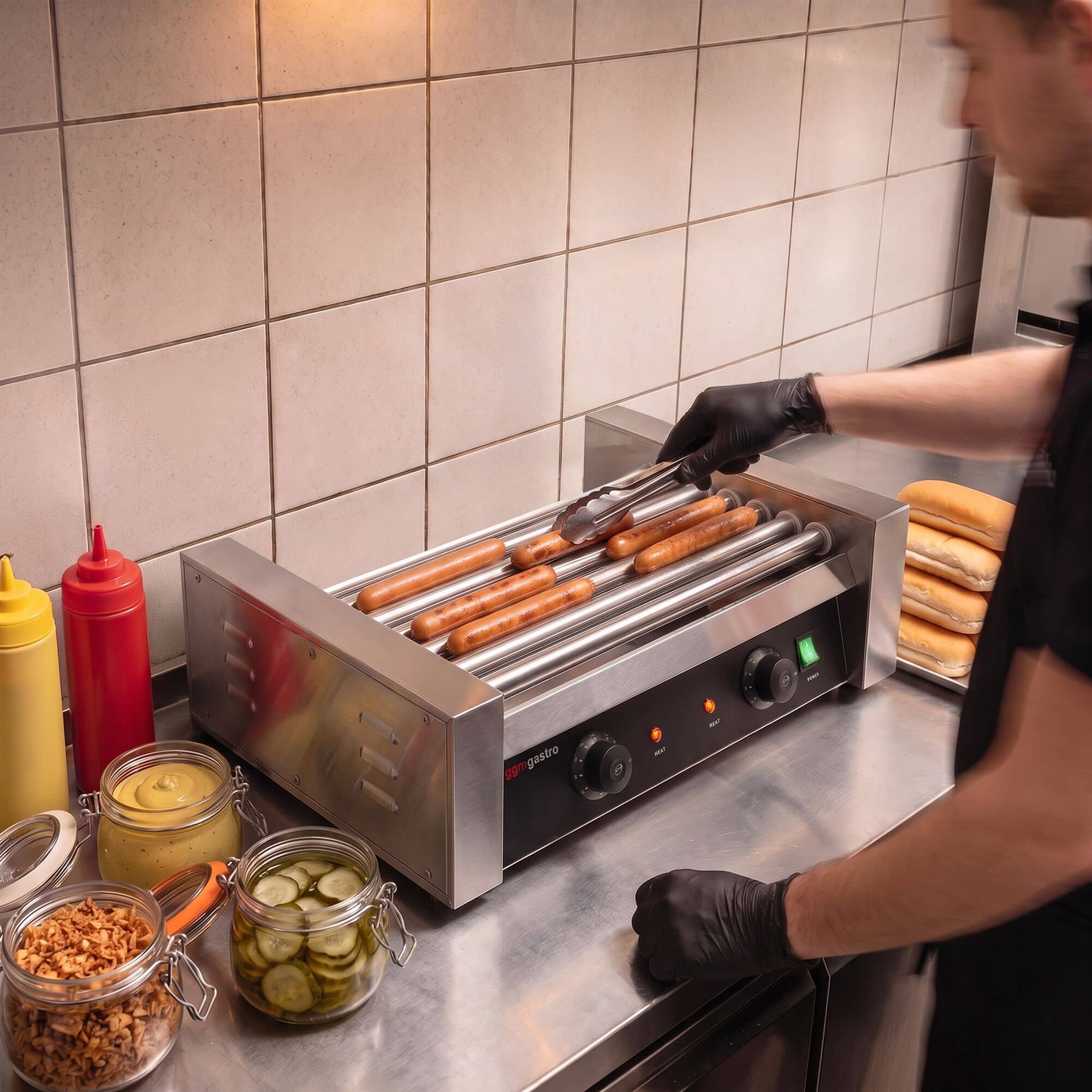 Grătar pentru cârnați / Hot Dog - cu 7 role — 10