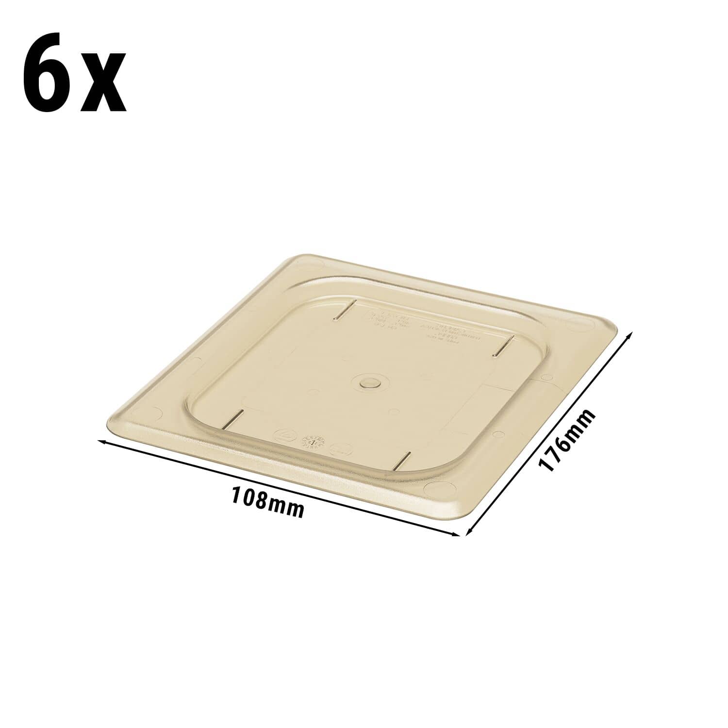 (6 bucăți) CAMBRO | H-PAN™ Capace plate GN rezistente la căldură 1/6 - chihlimbar — 3