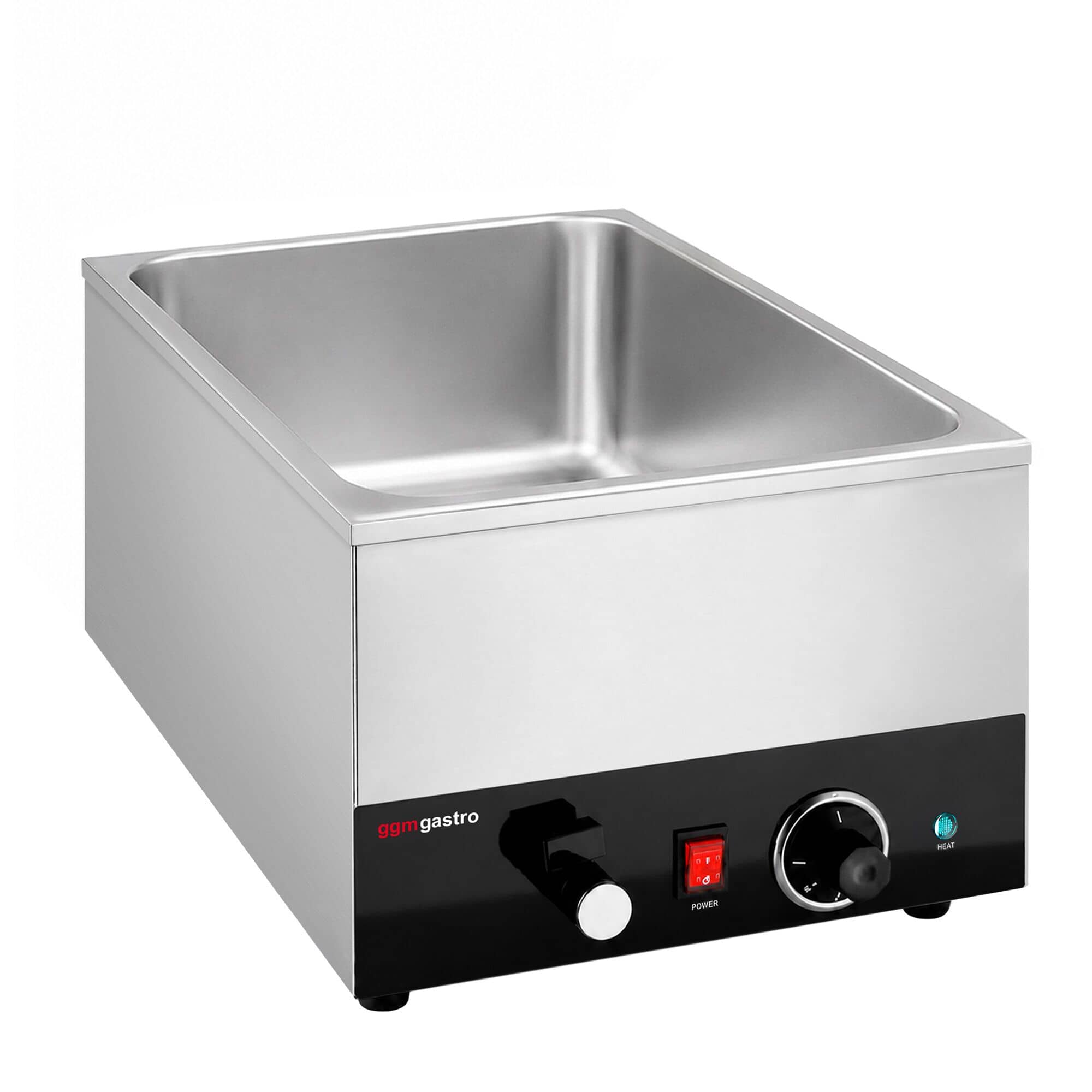 Bain-marie de banc, electric - 1,2 kW - GN 1/1 cu înălțime 150 mm - cu robinet de scurgere — 2