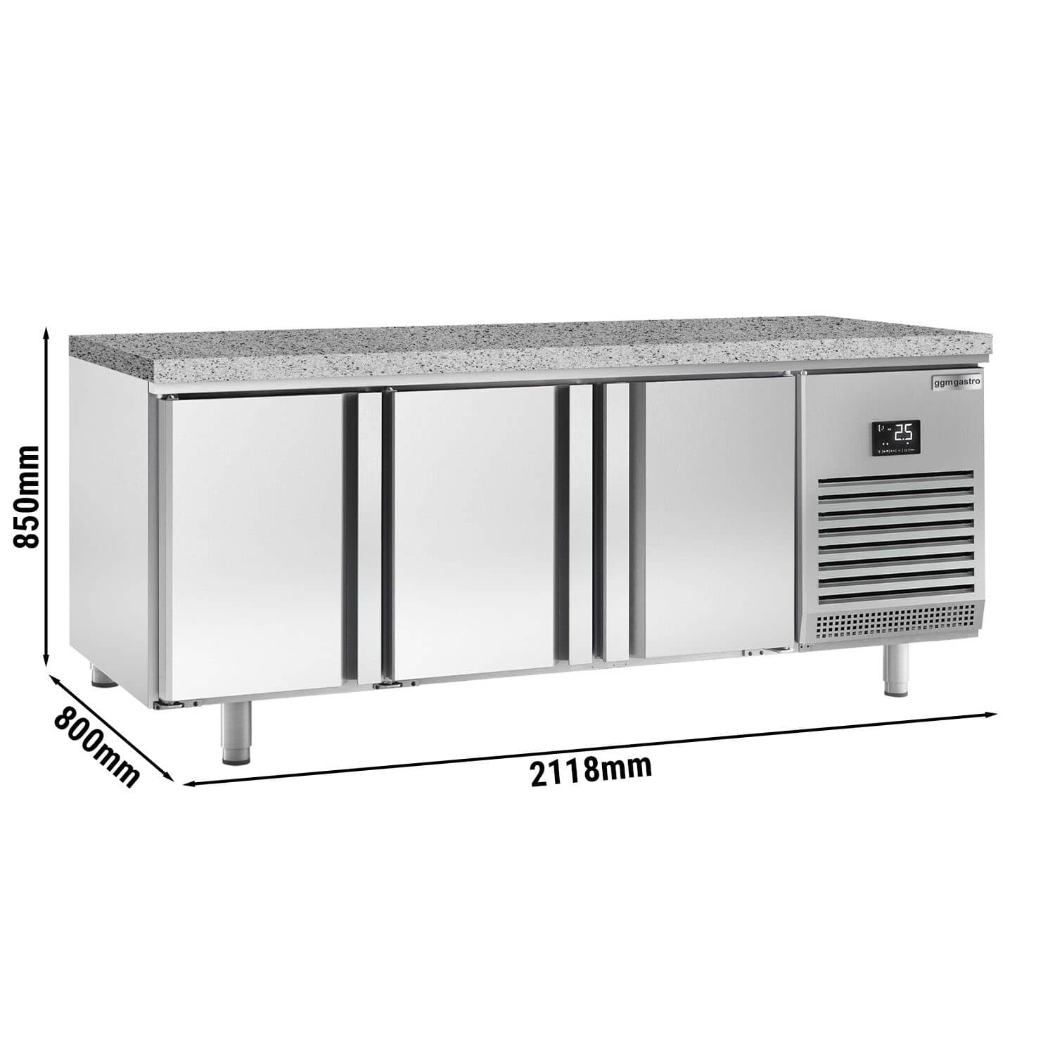 Masă frigorifică panificație Premium PLUS – 2185 x 800 mm – cu gaură de trecere – blat din granit — 3