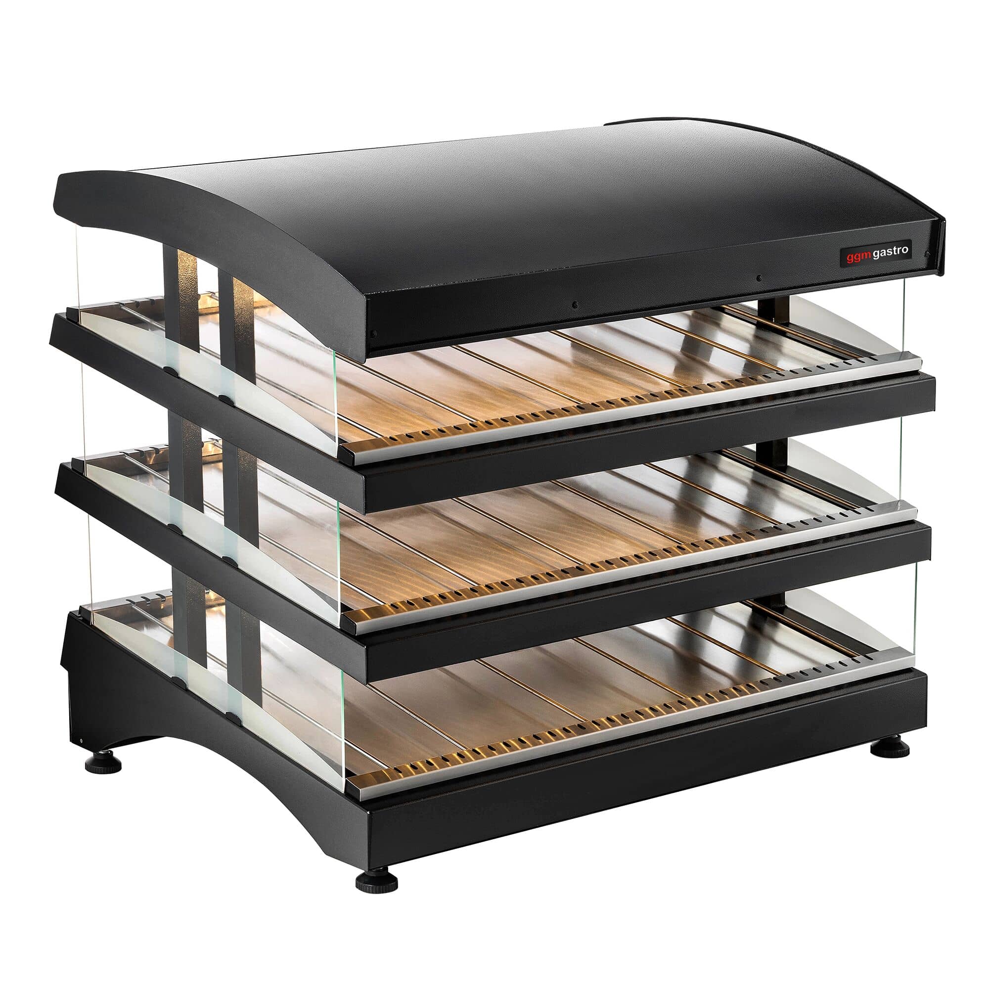 Vitrină caldă de banc profesională - 995 mm - 1,02 kW - cu 3 rafturi - negru — 4