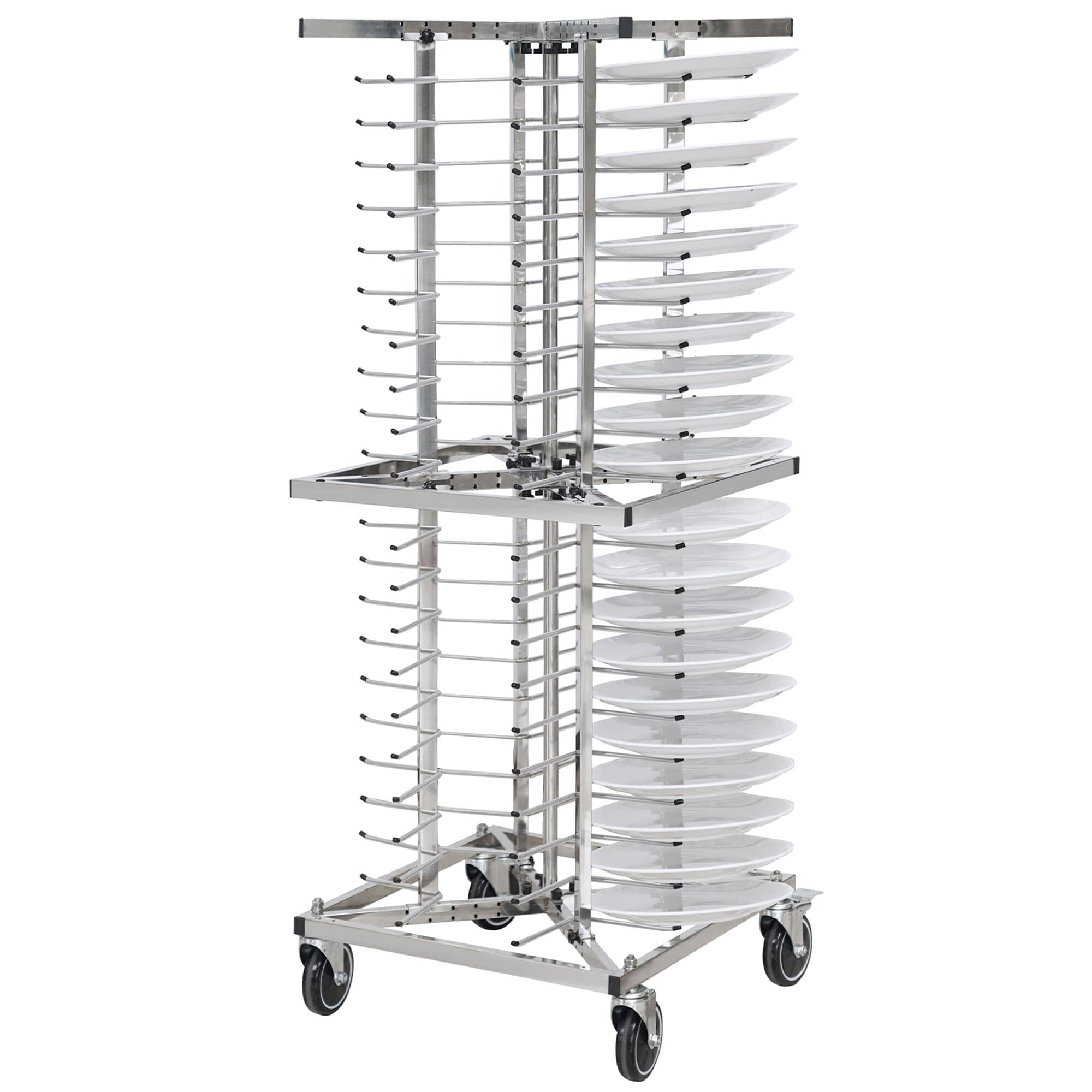 Stivuitor dublu pentru farfurii – până la 84 de farfurii – Ø 23–30 cm – cu roți — 4