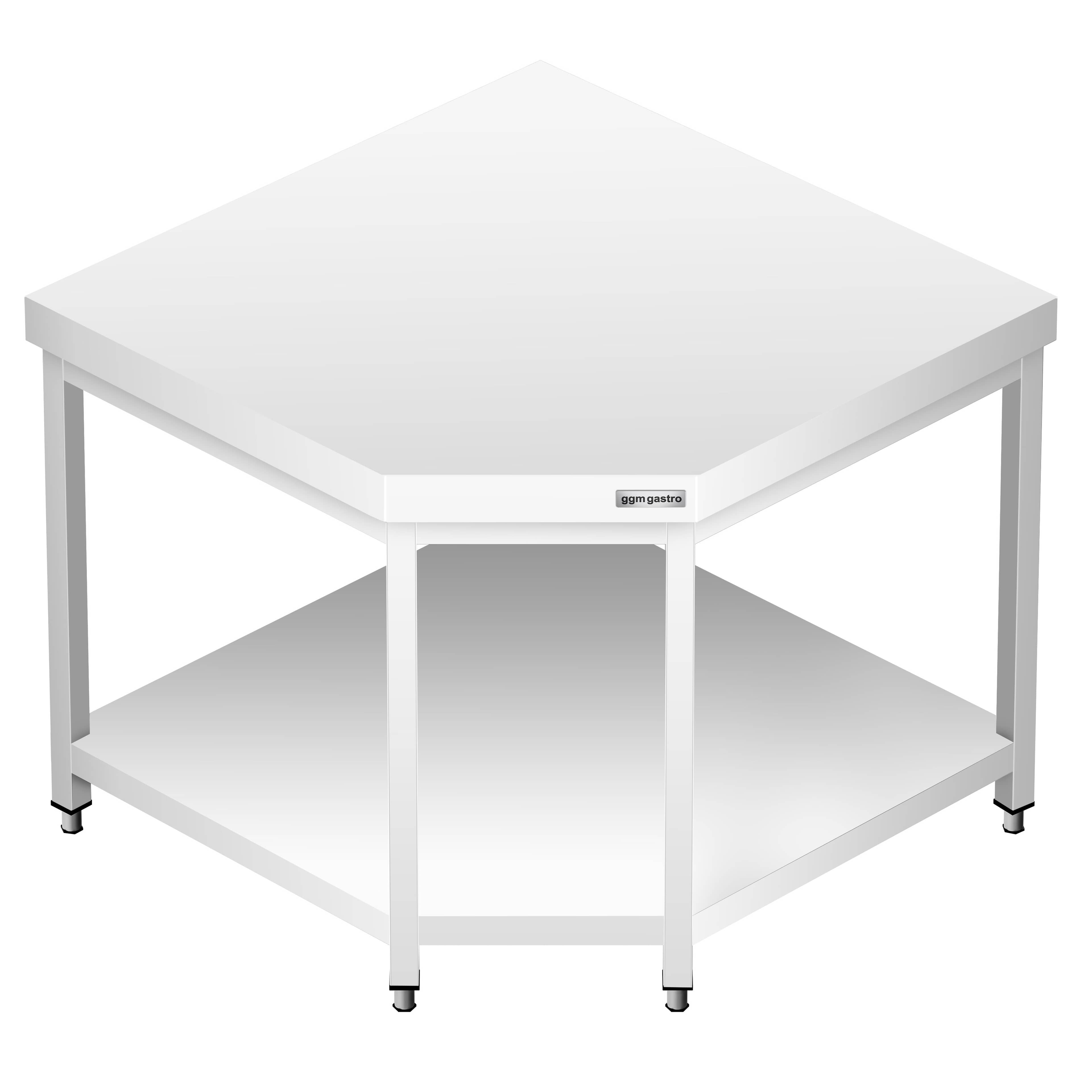 Masă de lucru din oțel inoxidabil de colț PREMIUM - 1000x700 mm - cu poliță inferioară — 7