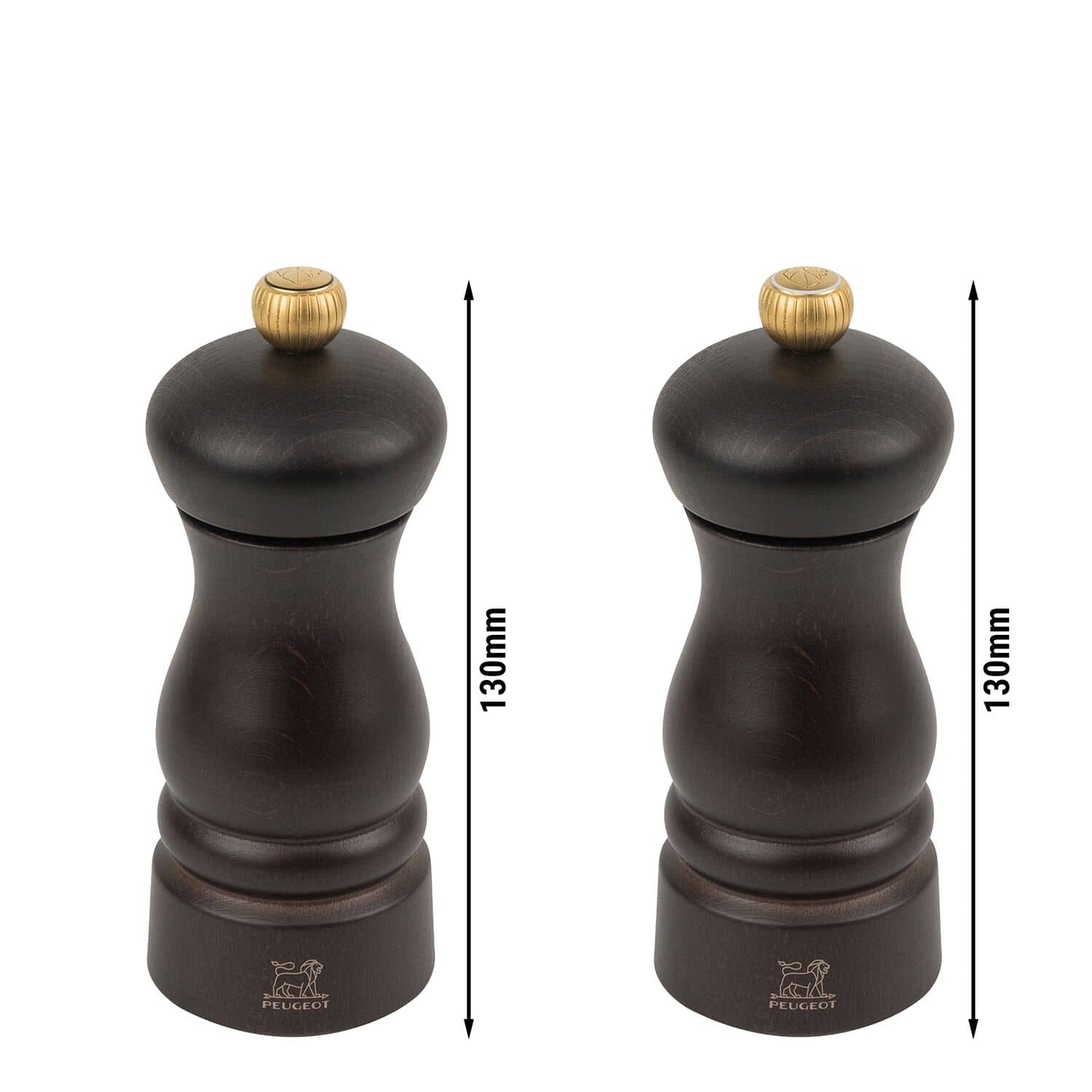 (6 bucăți) PEUGEOT | CLERMONT - Râșniță pentru sare și piper - Lemn - Ciocolată - Înălțime: 130 mm — 2