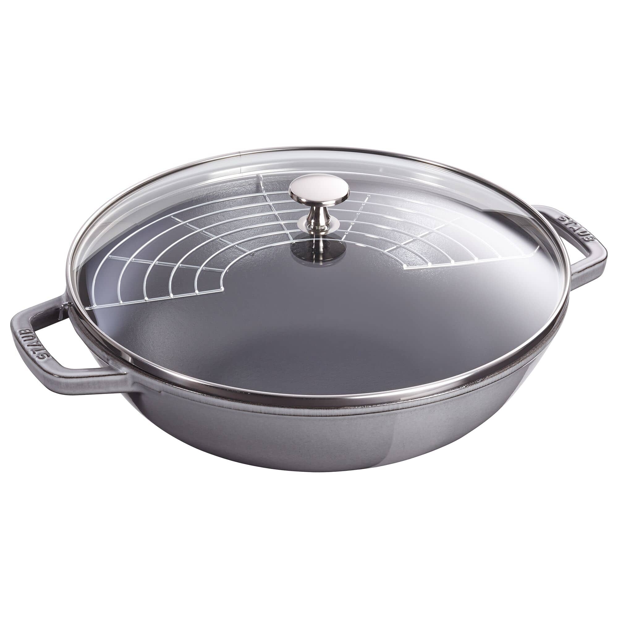 STAUB | SPECIALITATI - Wok cu capac din sticla - Ø 300mm - fonta - gri grafit — 2