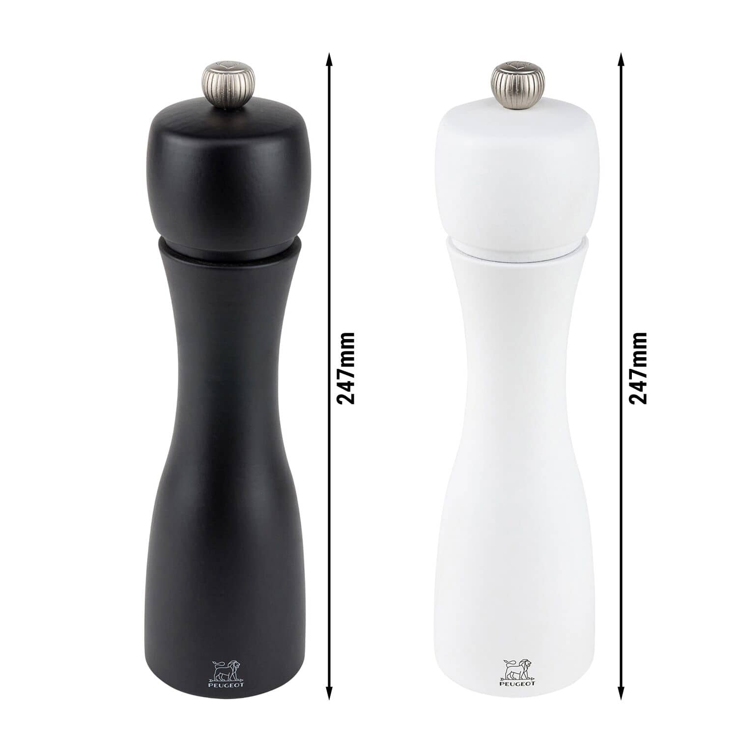 (6 bucăți) PEUGEOT | TAHITI - Râșniță pentru sare și piper - Lemn - Negru / Alb mat - Înălțime: 200 mm — 3
