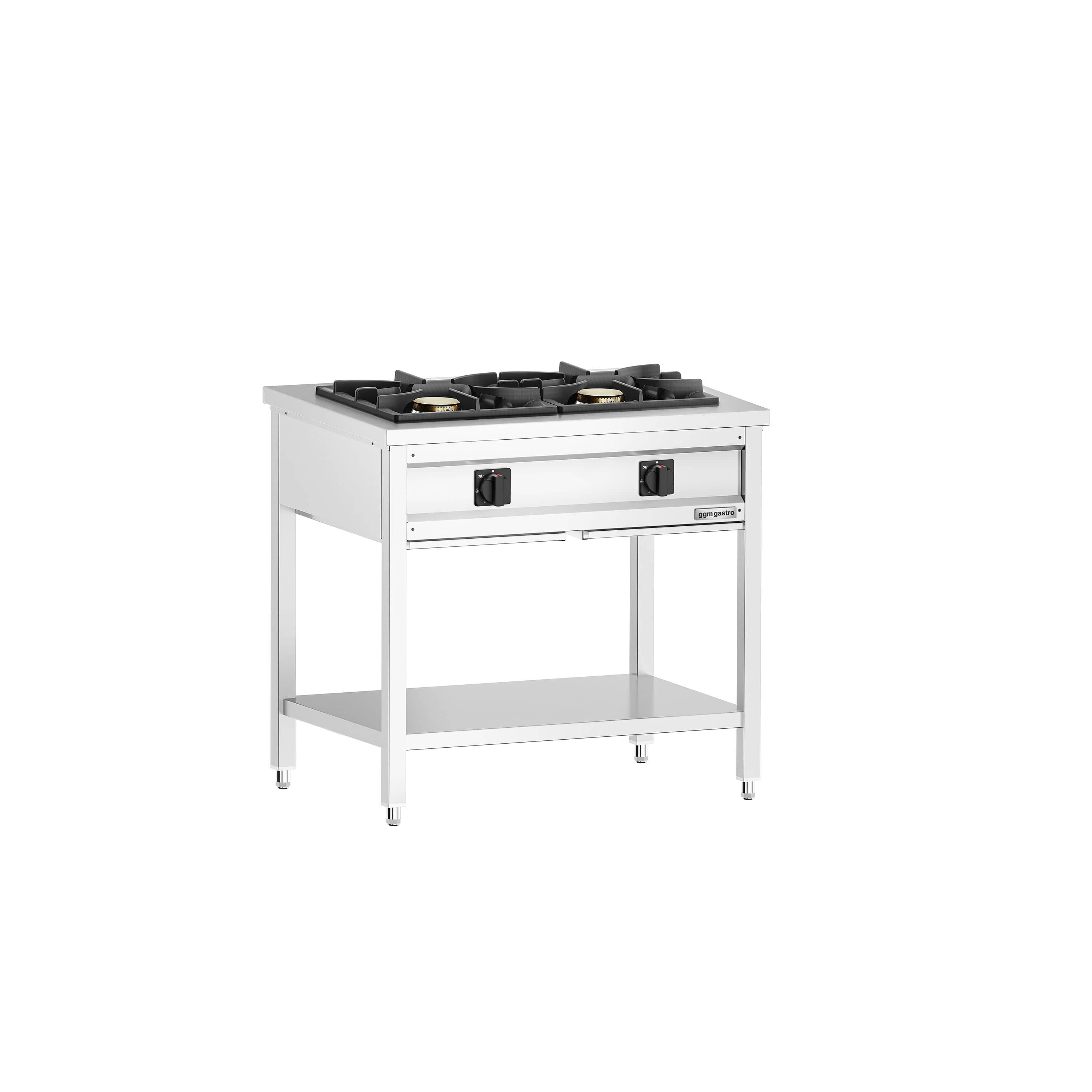 Mașină de gătit / Aragaz profesional pe gaz - Giuseppe – seria 600 - 900x600x(H)850 mm - 17 kW - 2 arzătoare - suport deschis cu pardoseală de bază și sertar de colectare — 2