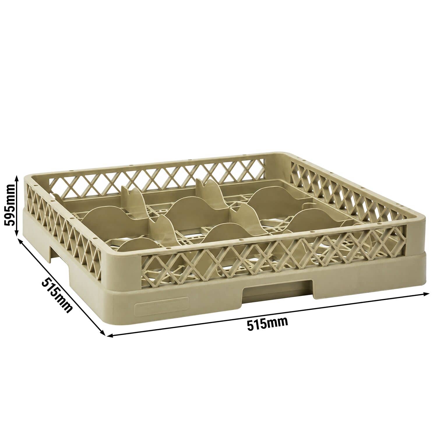 Coș pentru spălarea paharelor 1/1 – 500 x 500 mm – 9 compartimente – bej – compatibil cu ARU9N — 3