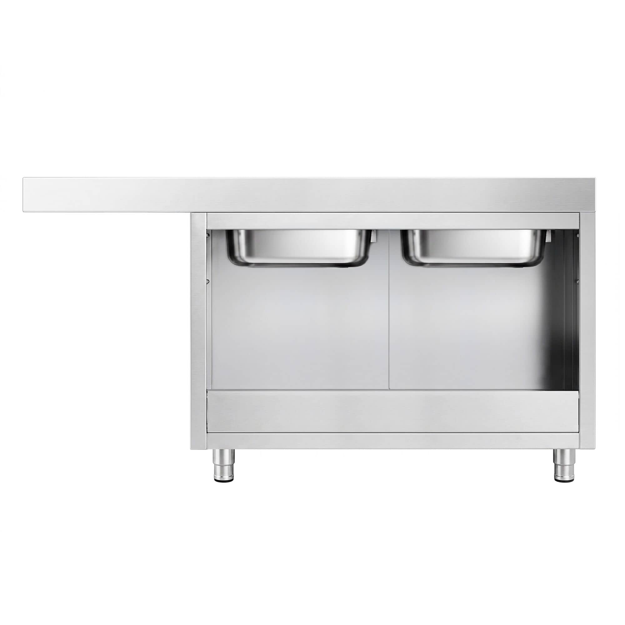 Chiuvetă tip dulap pentru mașină de spălat vase - 2000x600 mm - cu 2 cuve stânga — 7