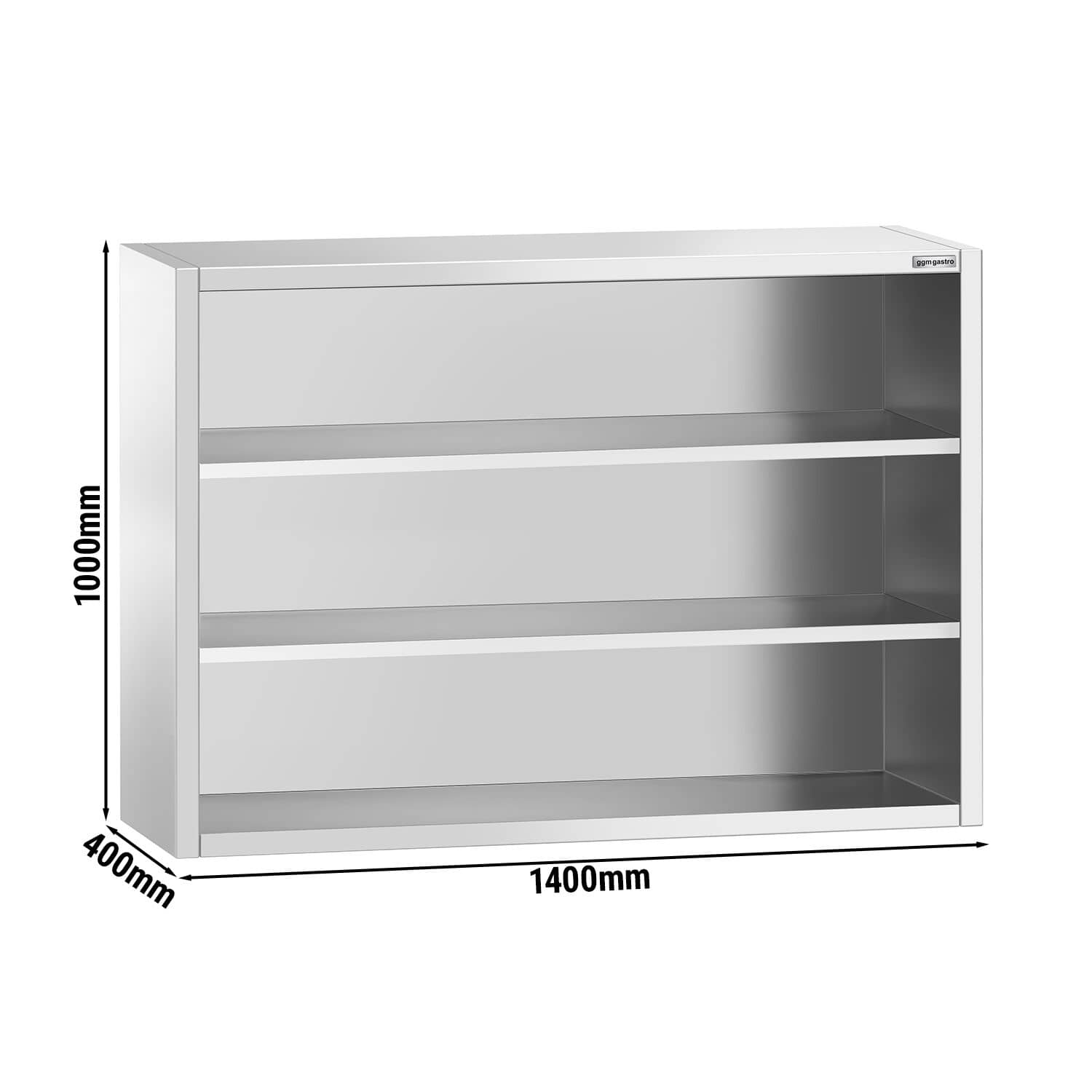 Dulap de perete din oțel inoxidabil PREMIUM - 1400x400 mm - deschis - 1000 mm înălțime — 3