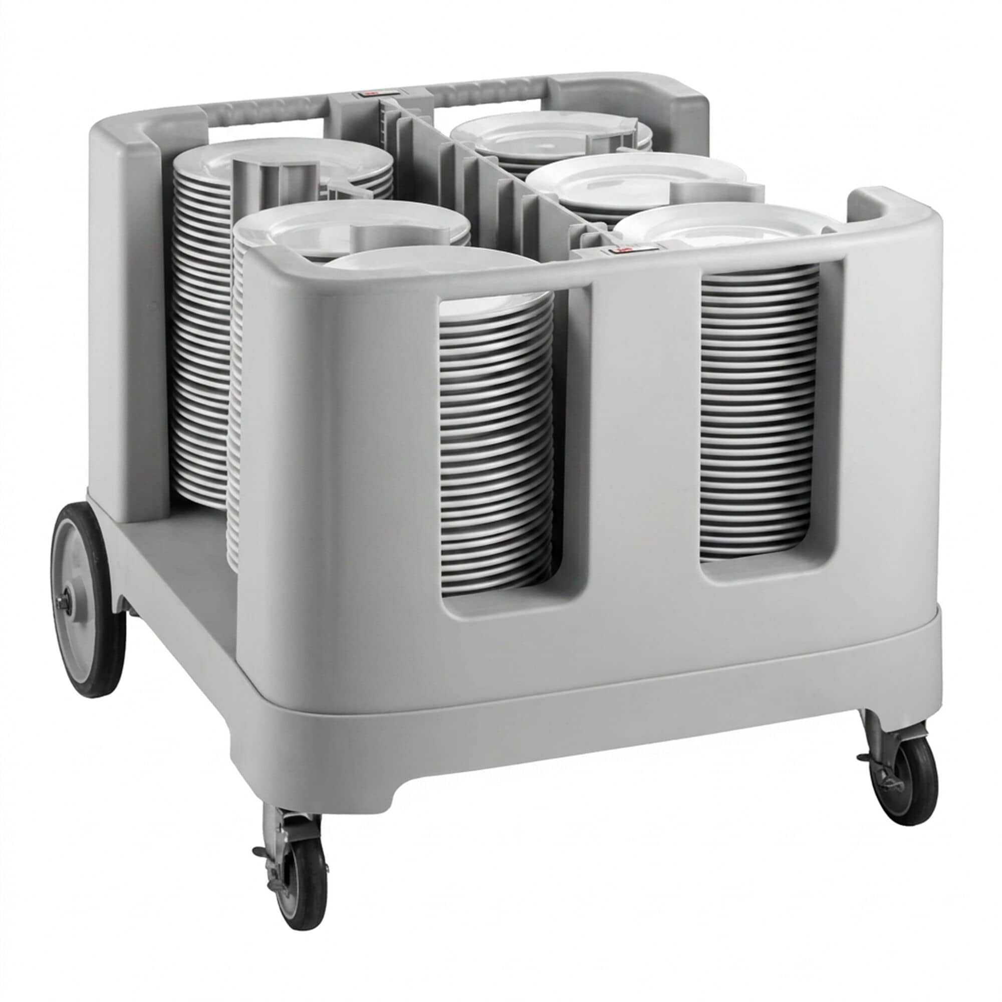 Cărucior distribuitor de farfurii - neutru - 963x908x763 mm - cu roți - 405 farfurii - polietilenă - Ø 114-330 mm — 2