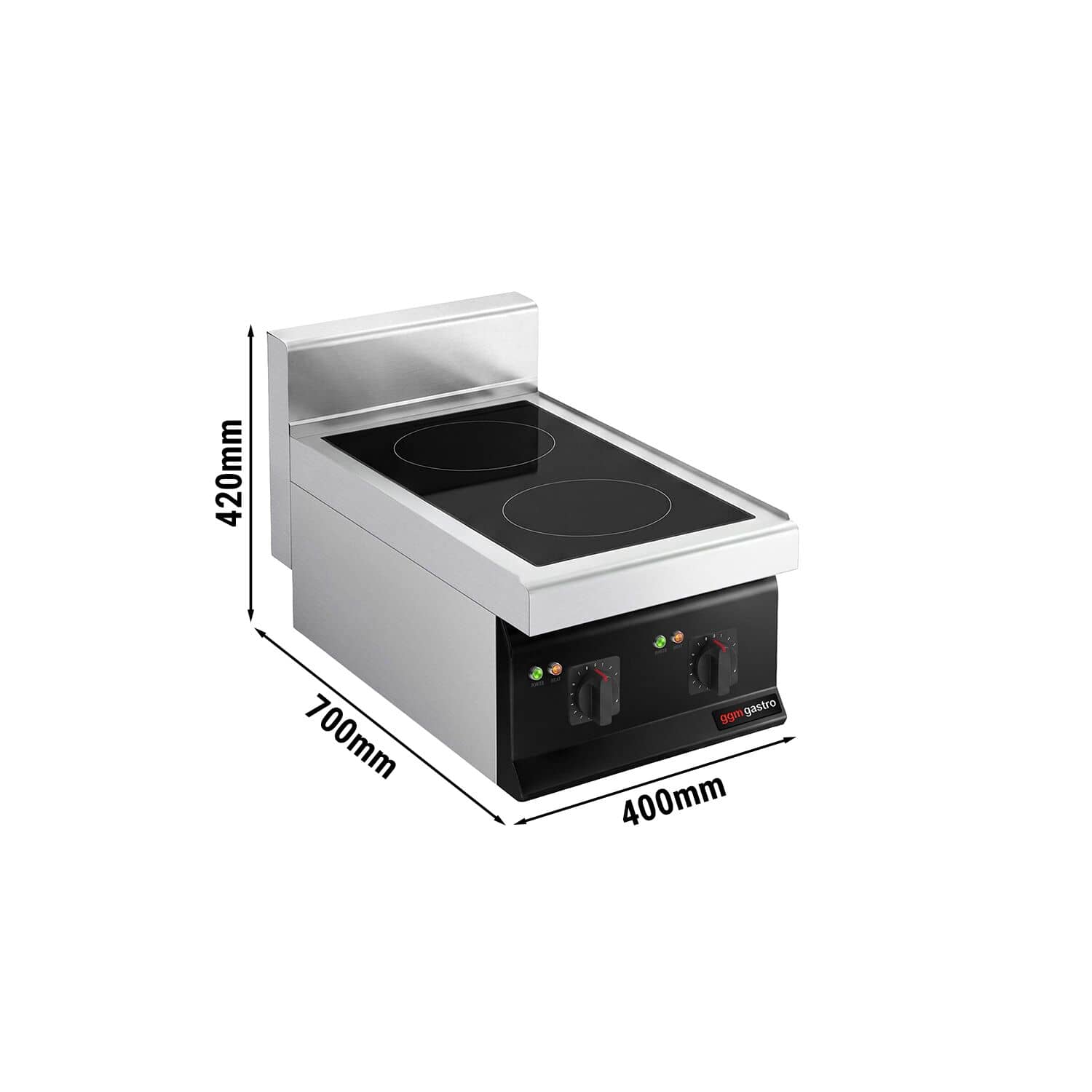 Plită profesională cu inducție - seria 700 - 400x700x(H)420 mm - 7 kW - 2 zone de inducție — 3
