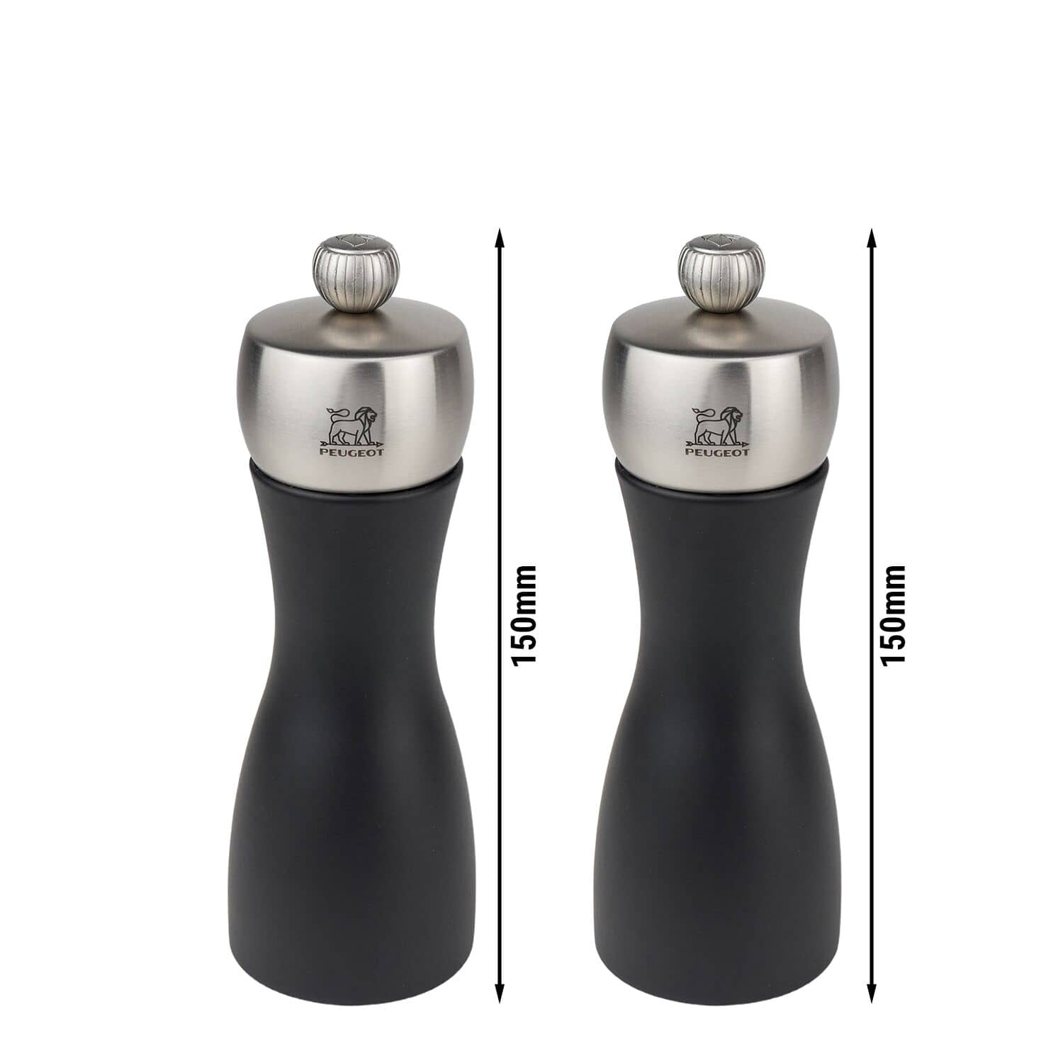(6 bucăți) PEUGEOT | FIDJI - Râșniță pentru sare și piper - Lemn - Negru mat - Înălțime: 150 mm — 3