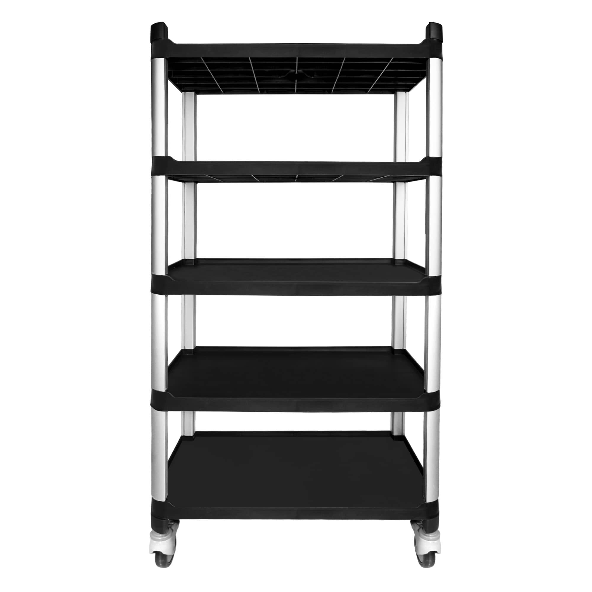 Raft din plastic alimentar - Modul de bază - 800x500x(H)1600 mm - Adâncime: 500 mm - cu 5 polițe - pe roți - Capacitate: 50 kg/poliță (250 kg total) — 5