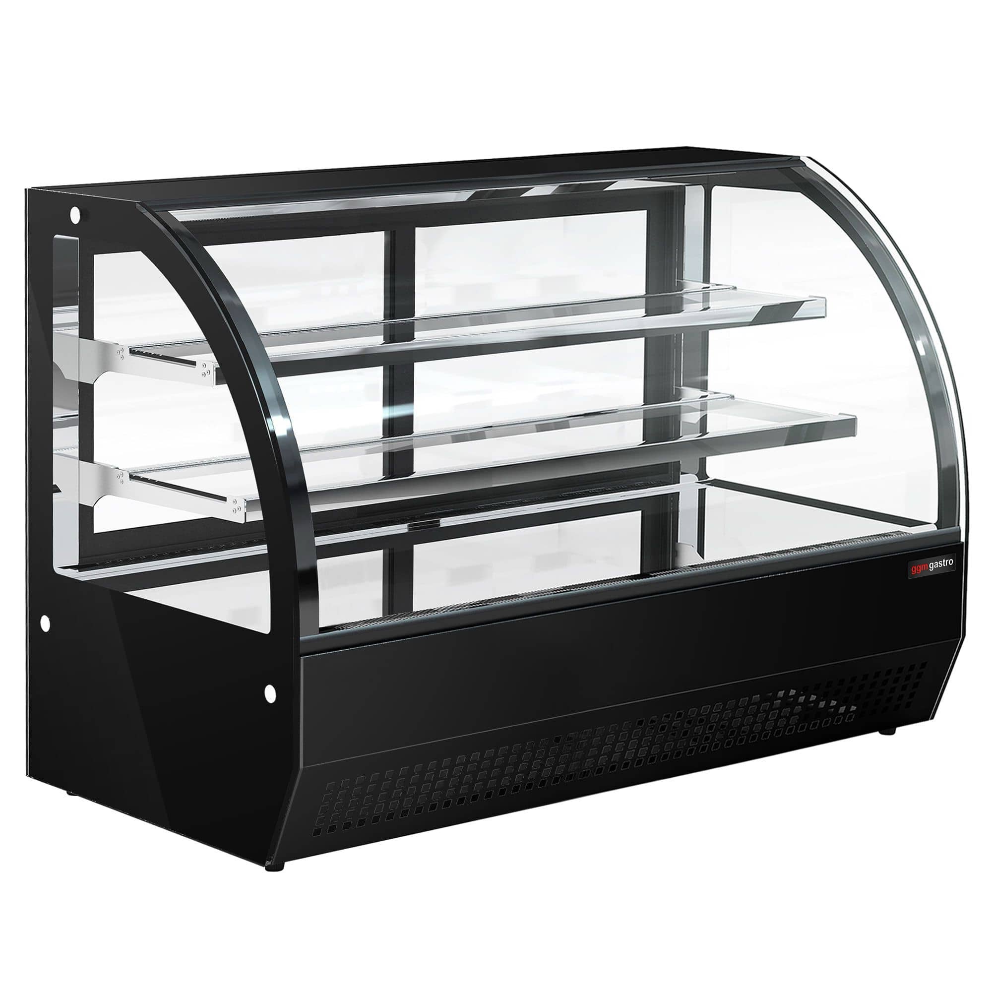 Vitrină frigorifică de masă – 140 litri – 900 mm – cu 2 rafturi din sticlă – rotundă – negru — 4