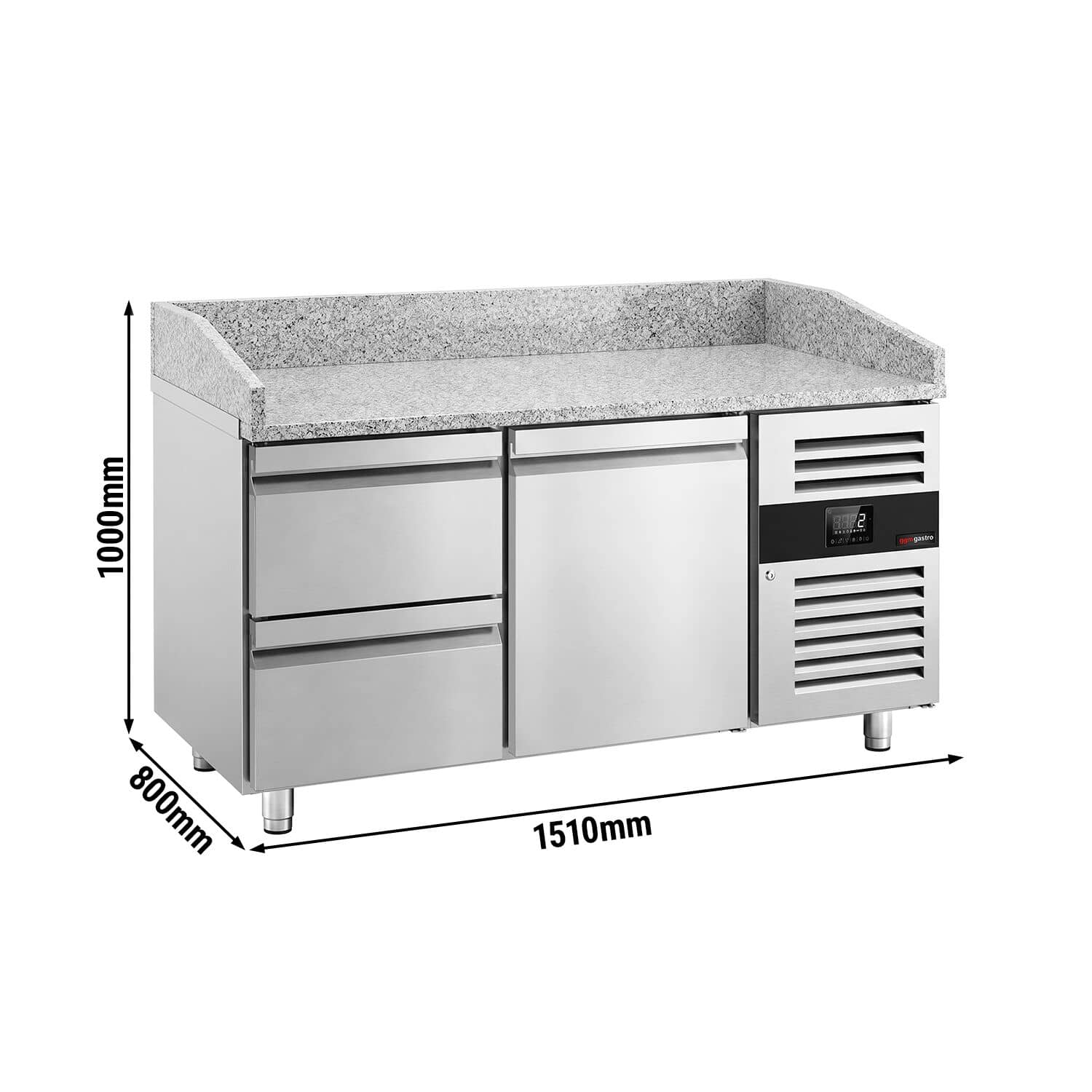 Masă frigorifică pentru pizza ECO – 1500 x 800 mm – cu 1 ușă și 2 sertare — 3