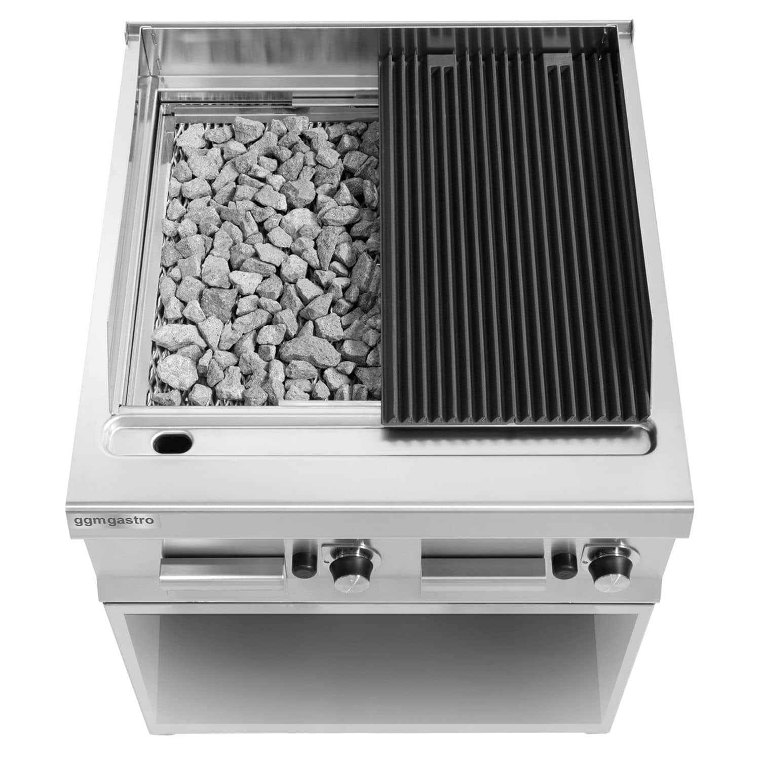 Grătar pe gaz cu piatră de lavă - PAOLO 900 - 18 kW - 0,8x0,9 m - grilaj din fontă - linia 900 - inox — 5