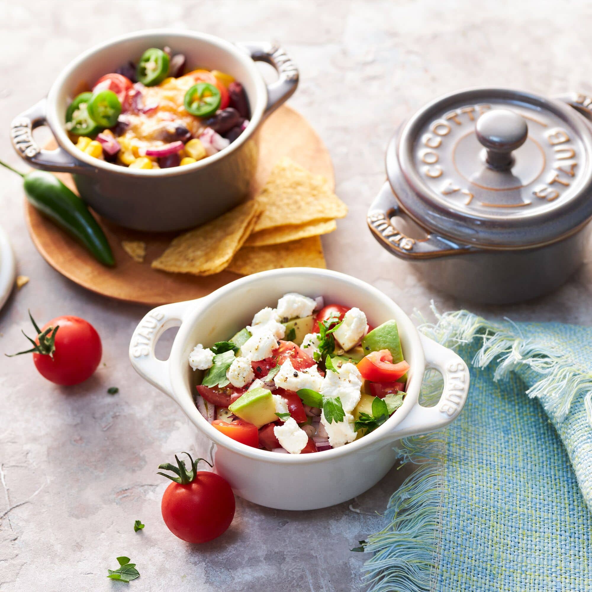 STAUB | CERAMIQUE - Set de tigăi - 4 piese - Ø 100mm - ceramică - alb-violet — 10