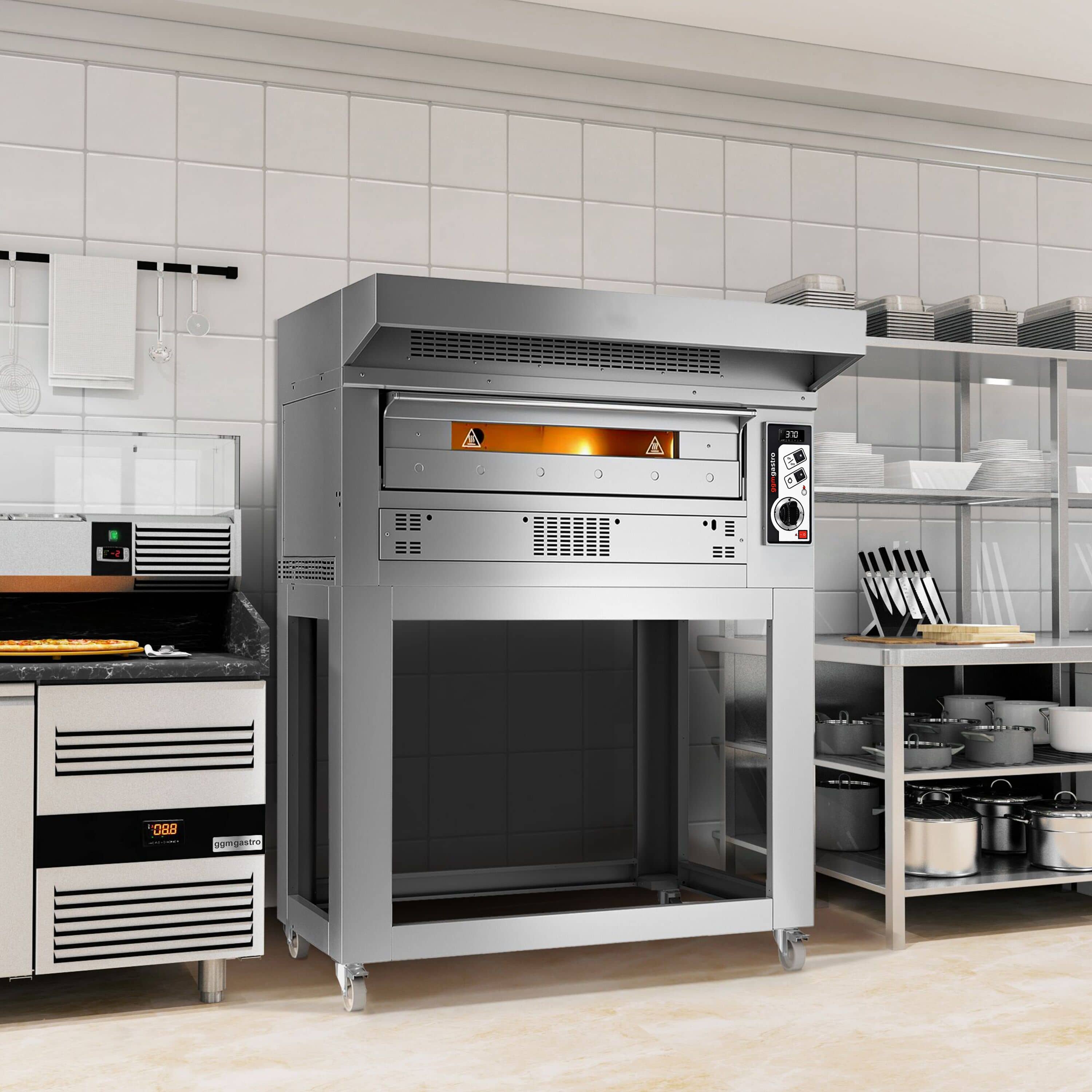 Cuptor pizza pe gaz (vatră din șamotă) - 1450x1180x560 mm - 6 x Ø 33 cm - până la 370 °C - Control manual (analogic) — 13
