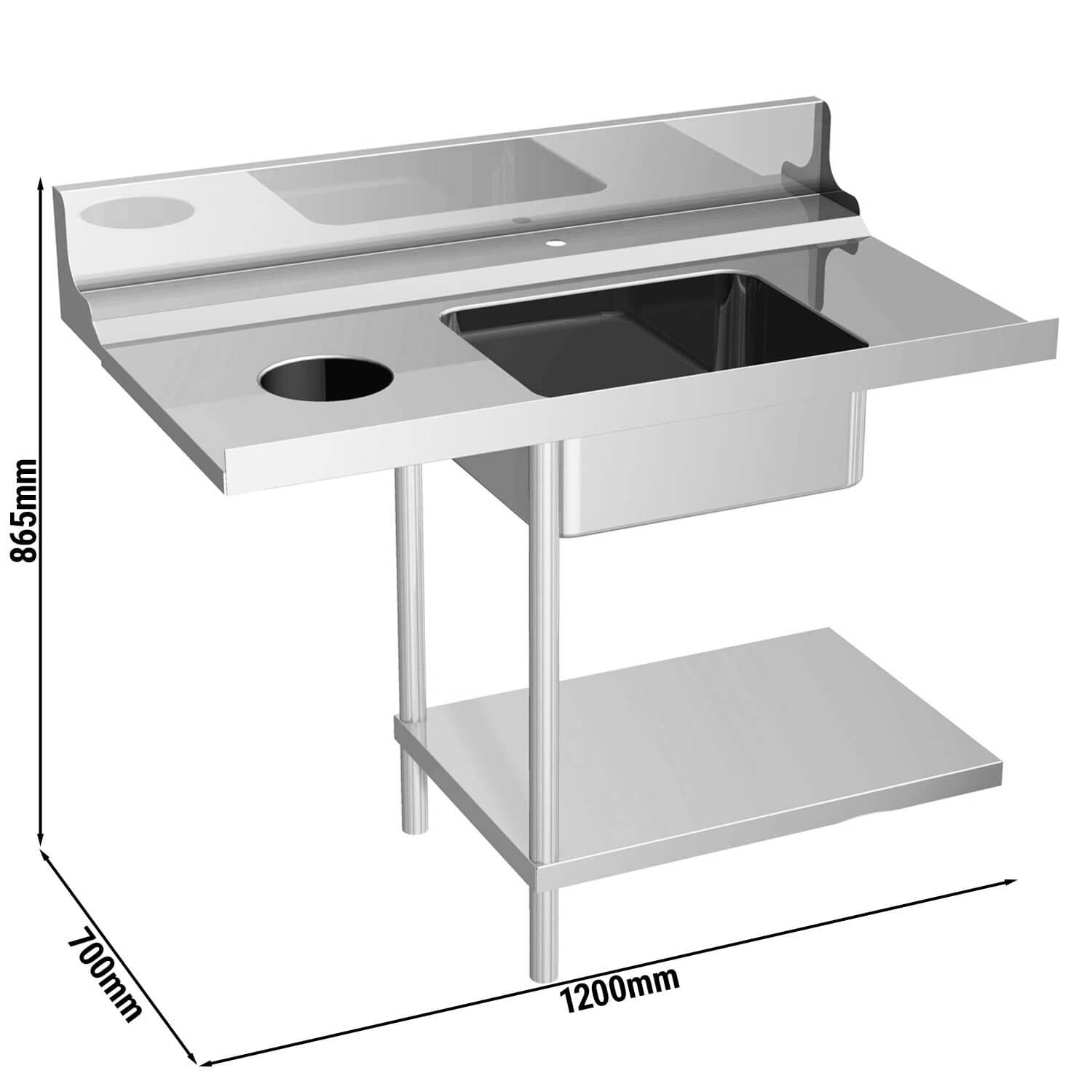 Masă intrare - 1200 mm - montare stânga - cu 1 cuvă și orificiu de debarasare - pentru DS430 Serie — 3