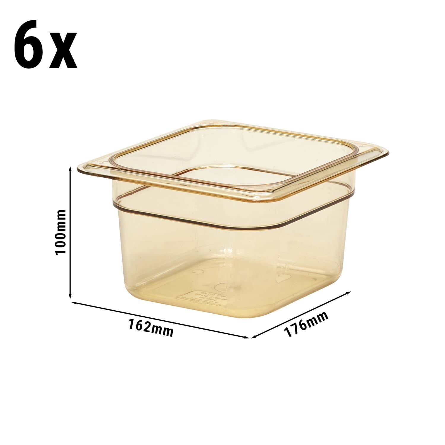 (6 bucăți) CAMBRO | H-PAN™ Recipiente GN rezistente la căldură 1/6 - Ambra - Adâncime 100 mm — 3