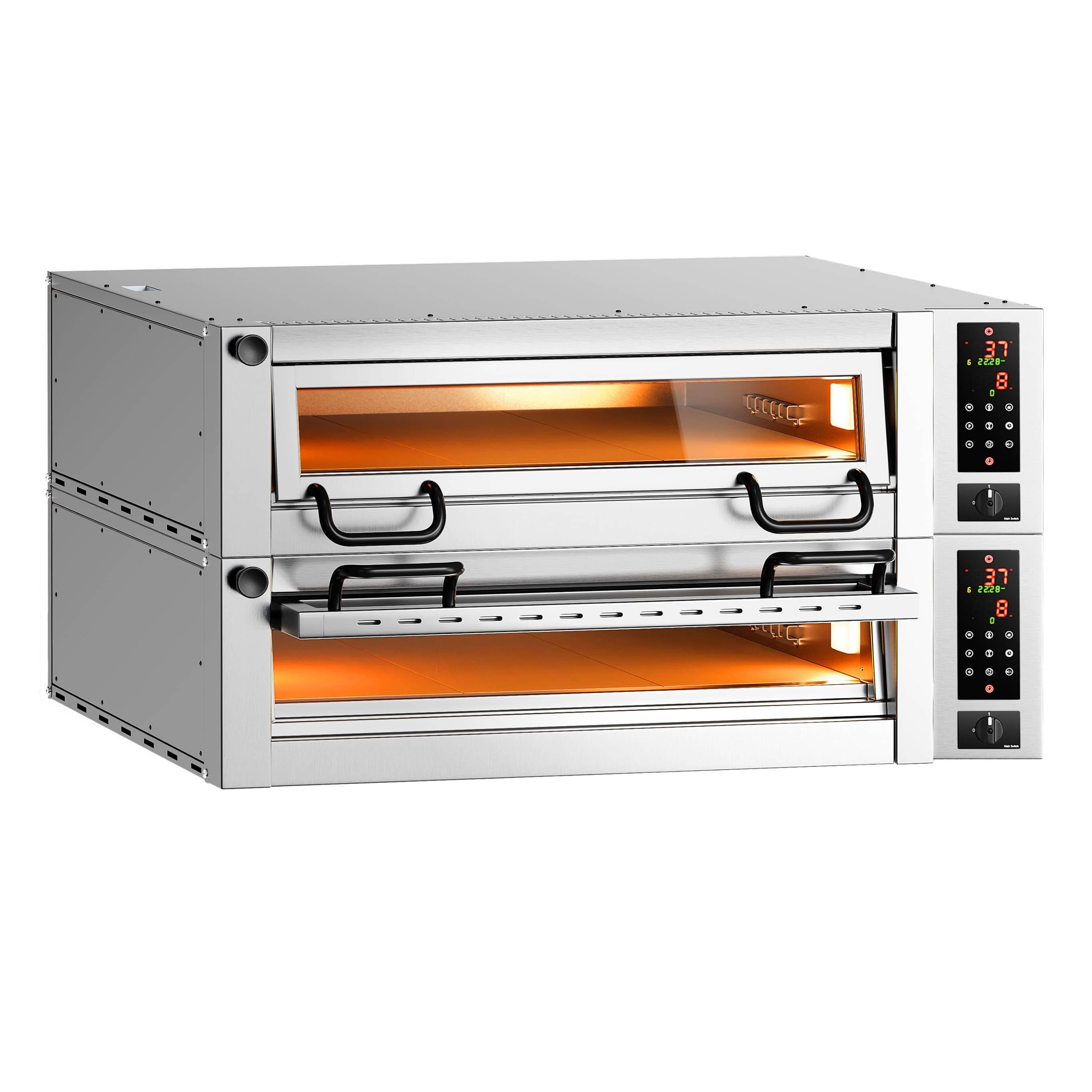 Cuptor pizza electric (vatră din șamotă) - 1462x1360x720 mm - 9+9 x Ø 34 cm - până la 450 °C - Control digital — 5