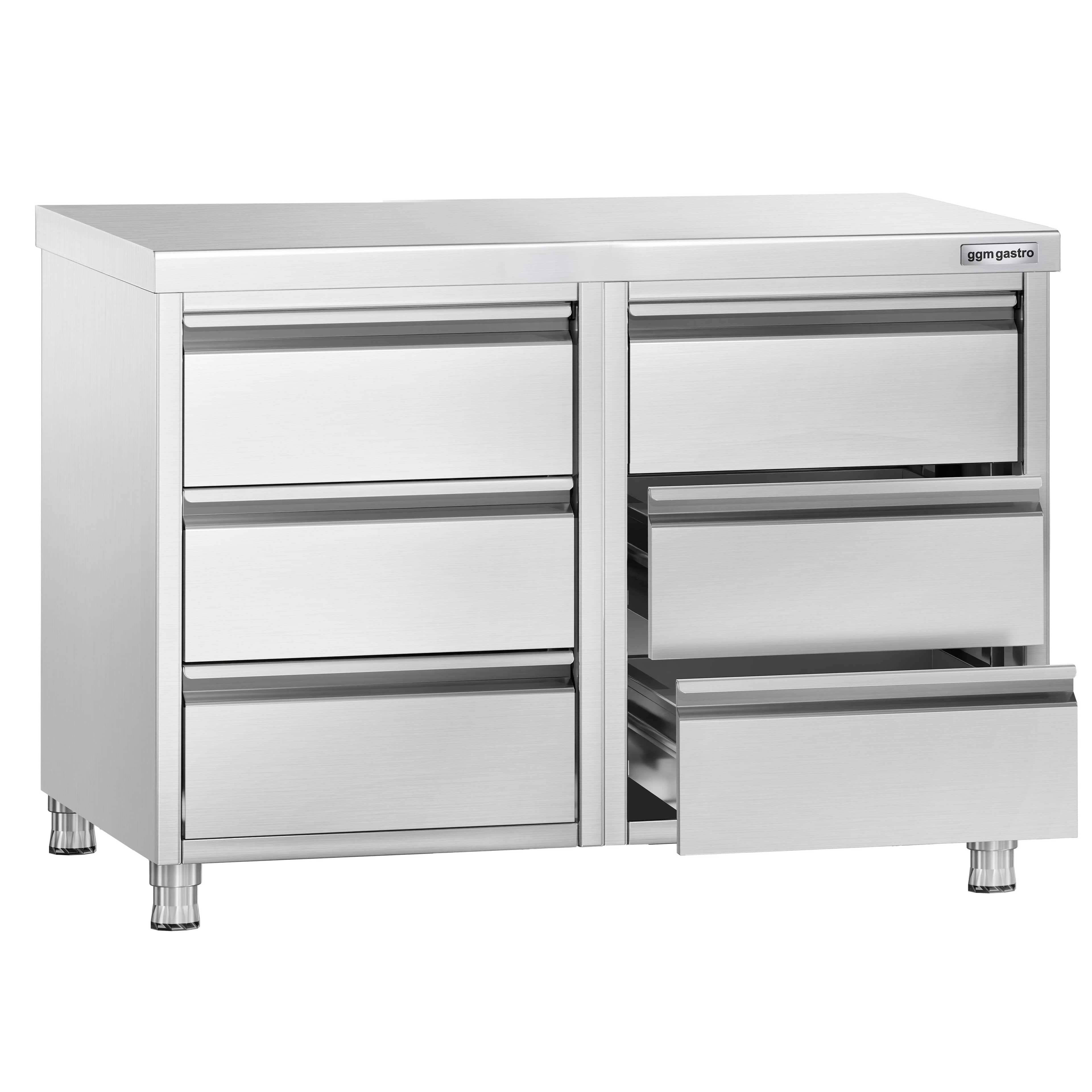 Masă tip dulap PREMIUM - oțel inoxidabil - cu 6 sertare - 1000x700 mm — 4