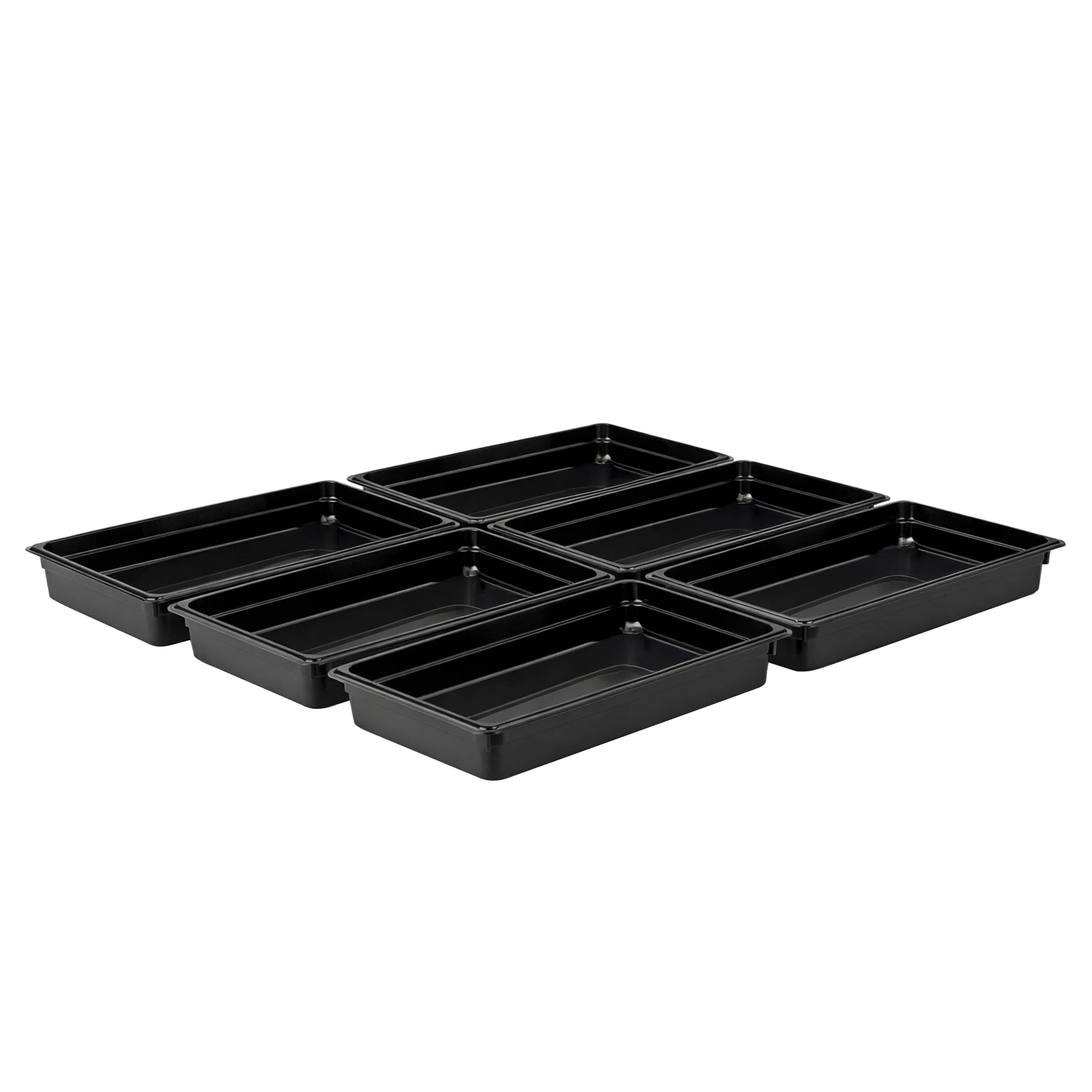 (6 bucăți) Recipient din policarbonat GN 1/1 – Negru – Înălțime: 65 mm — 2