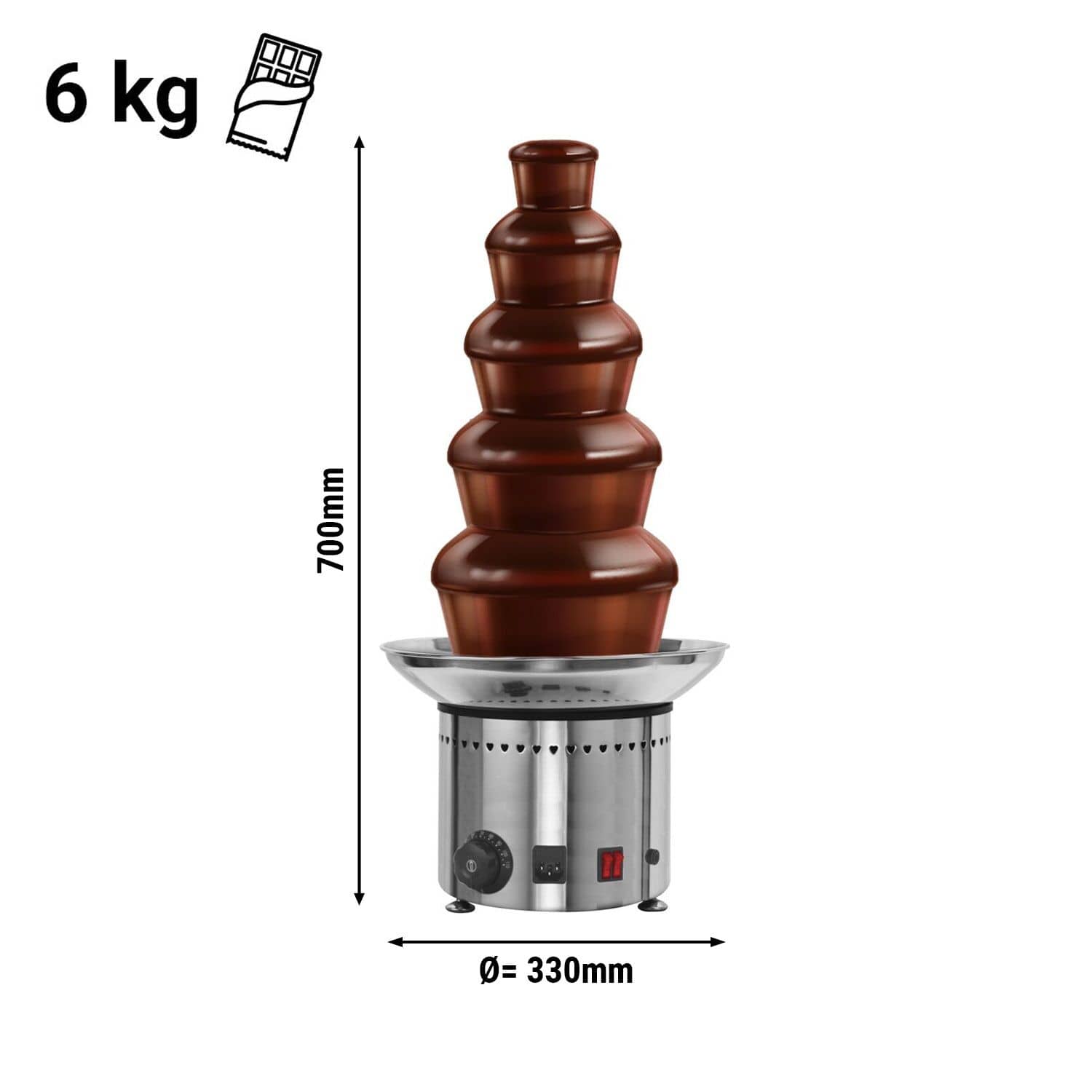 Fântână de ciocolată - 280 W - 5 nivele - Capacitate de umplere: 6 kg - Înălțime: 700 mm — 3