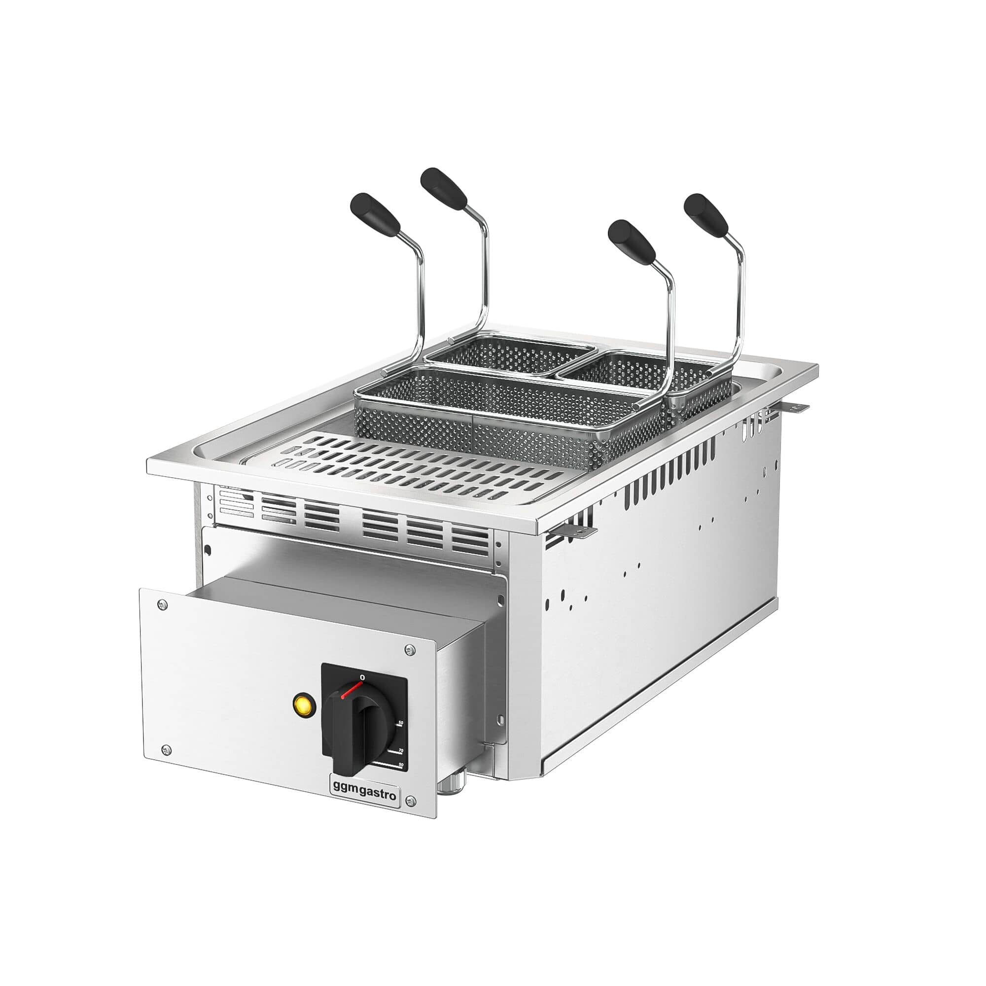 Fierbător electric de paste pentru montare încorporată – 13 litri – 7,5 kW – cu robinet de scurgere – include 3 coșuri — 5