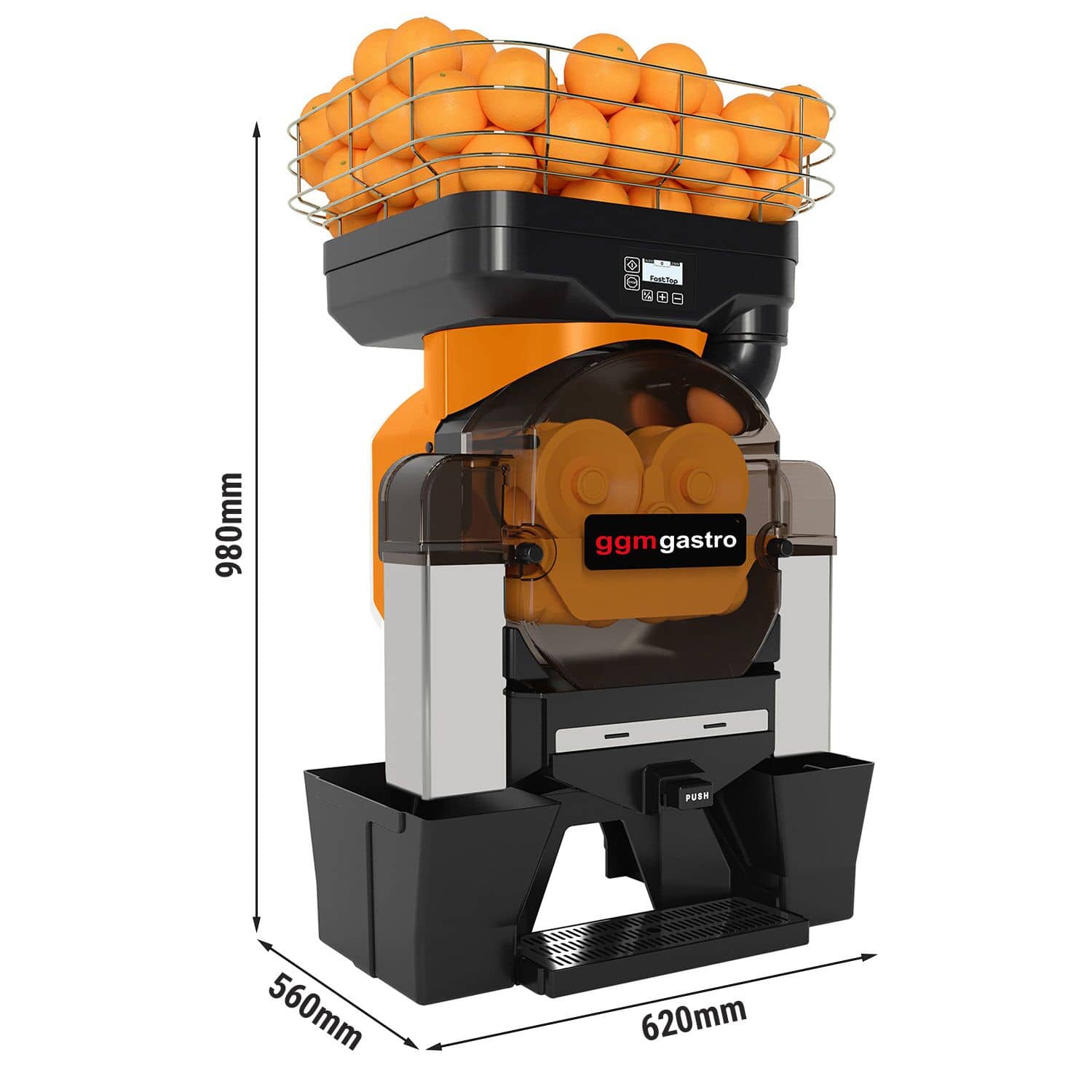 Storcător electric de portocale – cu buton „Push & Juice”, alimentare automată cu fructe și mod de curățare – portocaliu — 3