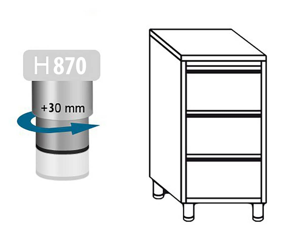 Masă tip dulap PREMIUM - oțel inoxidabil - cu 3 sertare - 500x600 mm — 6