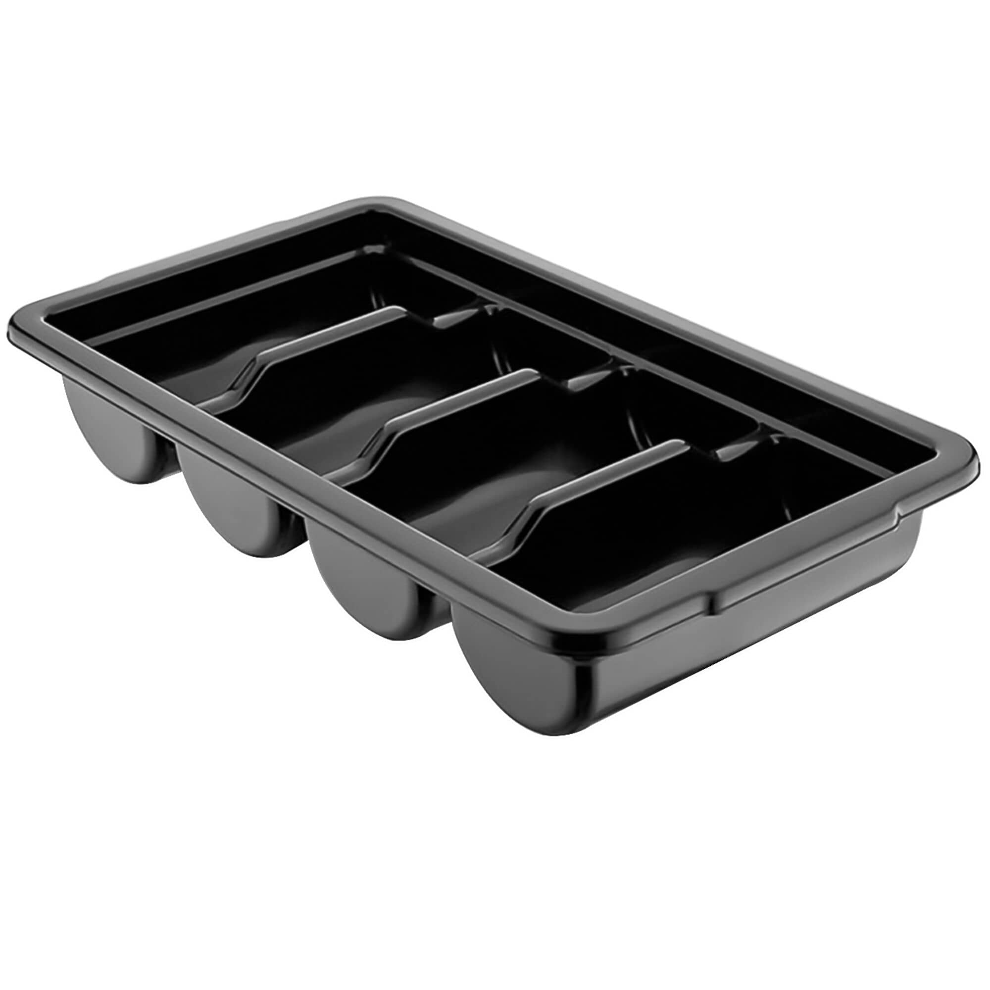 Tavă pentru tacâmuri - cu 4 compartimente - 526x293 mm - Înălțime: 97 mm - polipropilenă - negru — 4