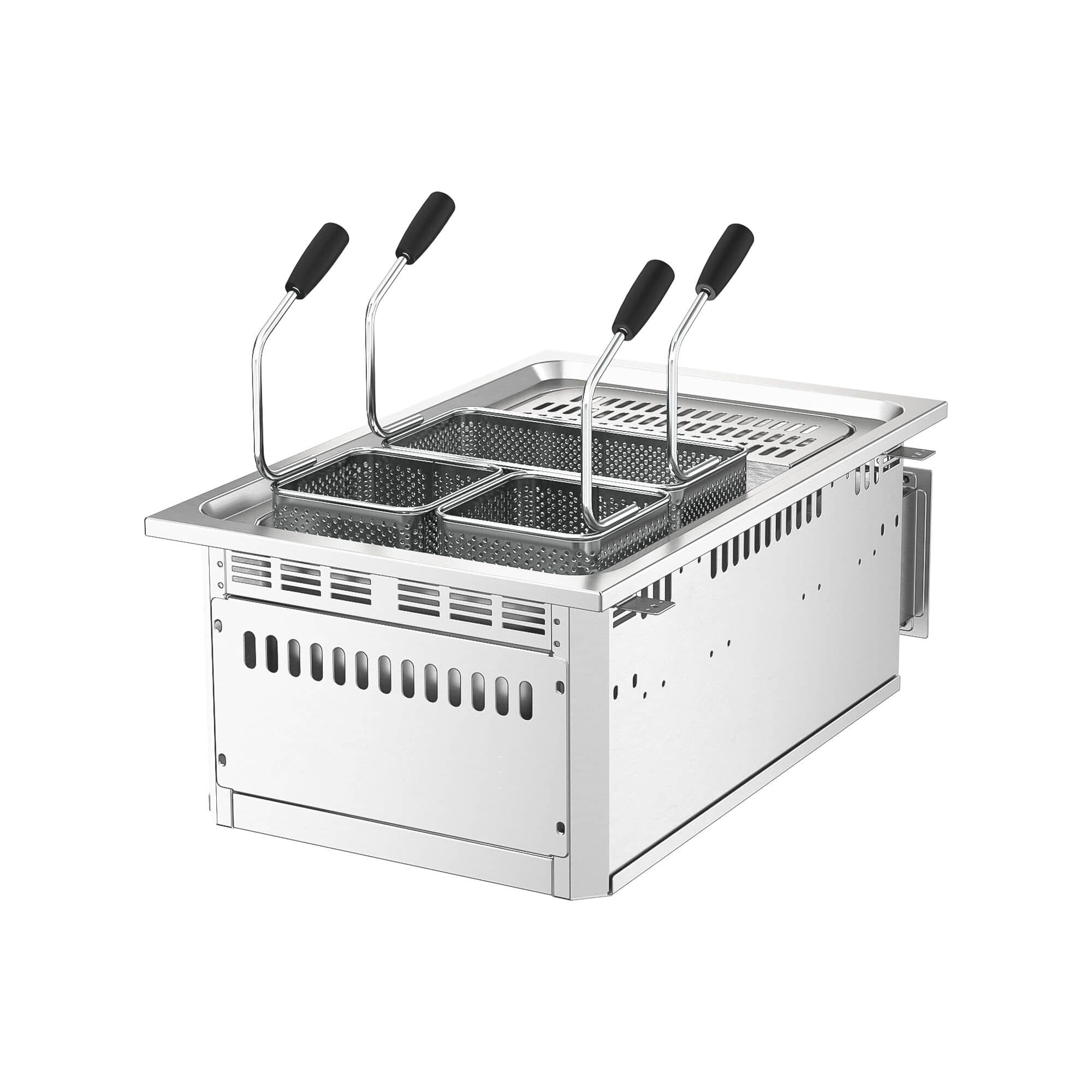 Fierbător electric de paste pentru montare încorporată – 13 litri – 7,5 kW – cu robinet de scurgere – include 3 coșuri — 6