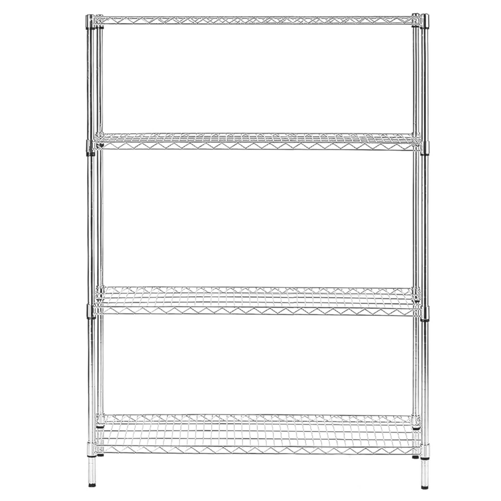 Raft metalic - Modul de bază - 1200x450x(H)1800 mm - Adâncime: 450 mm - cu 4 polițe reglabile - cromat - Capacitate totală: 180 kg — 5