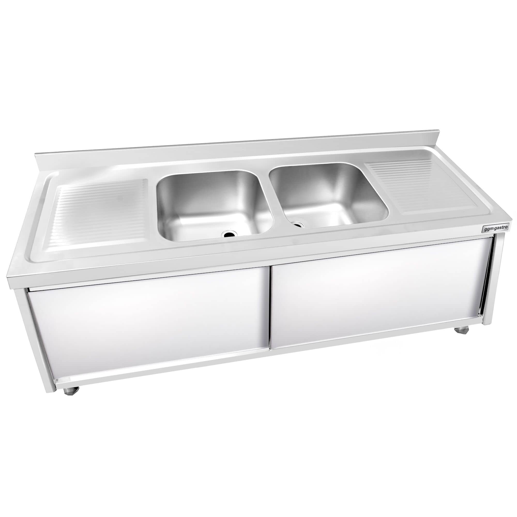 Chiuvetă tip dulap PREMIUM - din oțel inoxidabil - 2000x600 mm - cu 2 cuve centrale — 6