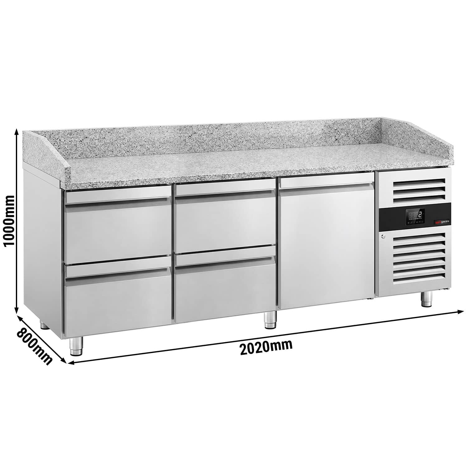 Vitrină frigorifică pentru pizza ECO – 2000 x 800 mm – cu 1 ușă și 4 sertare — 3