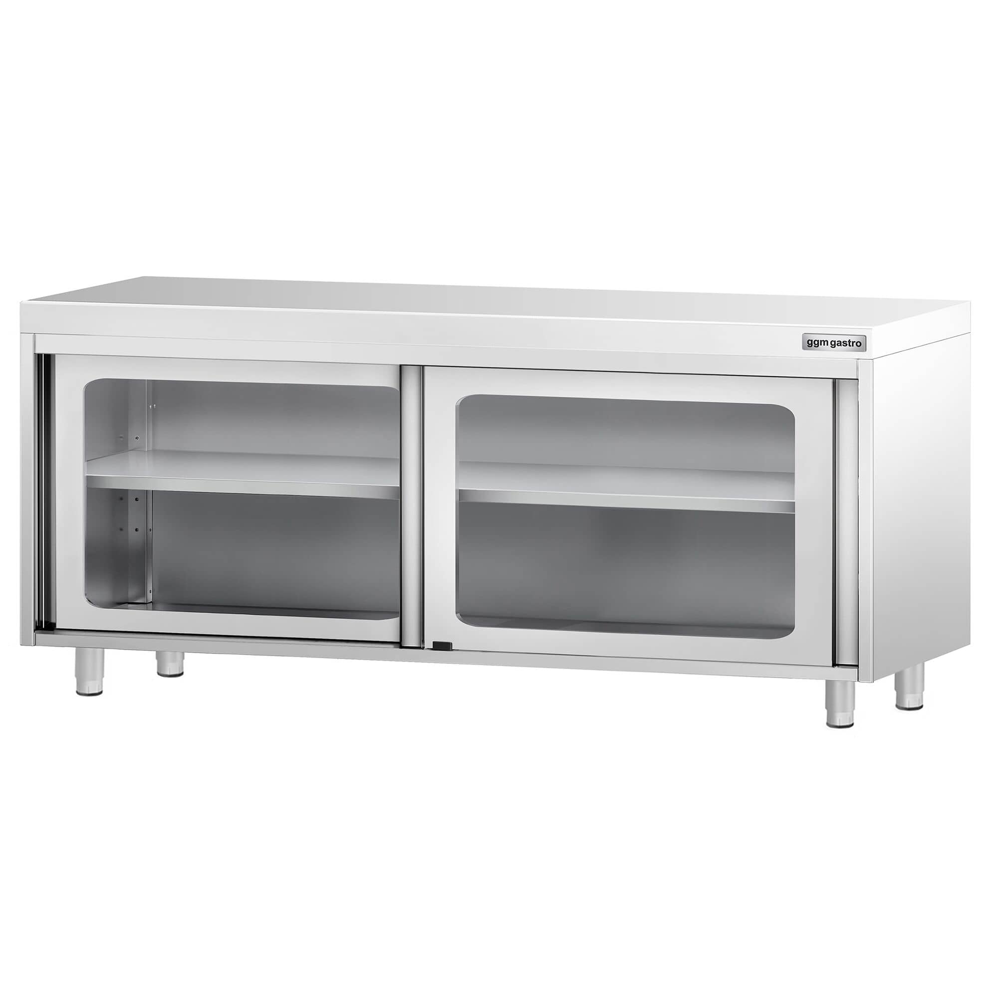 Masă de lucru tip dulap din oțel inoxidabil PREMIUM - 2000x700 mm - uși glisante din sticlă — 6