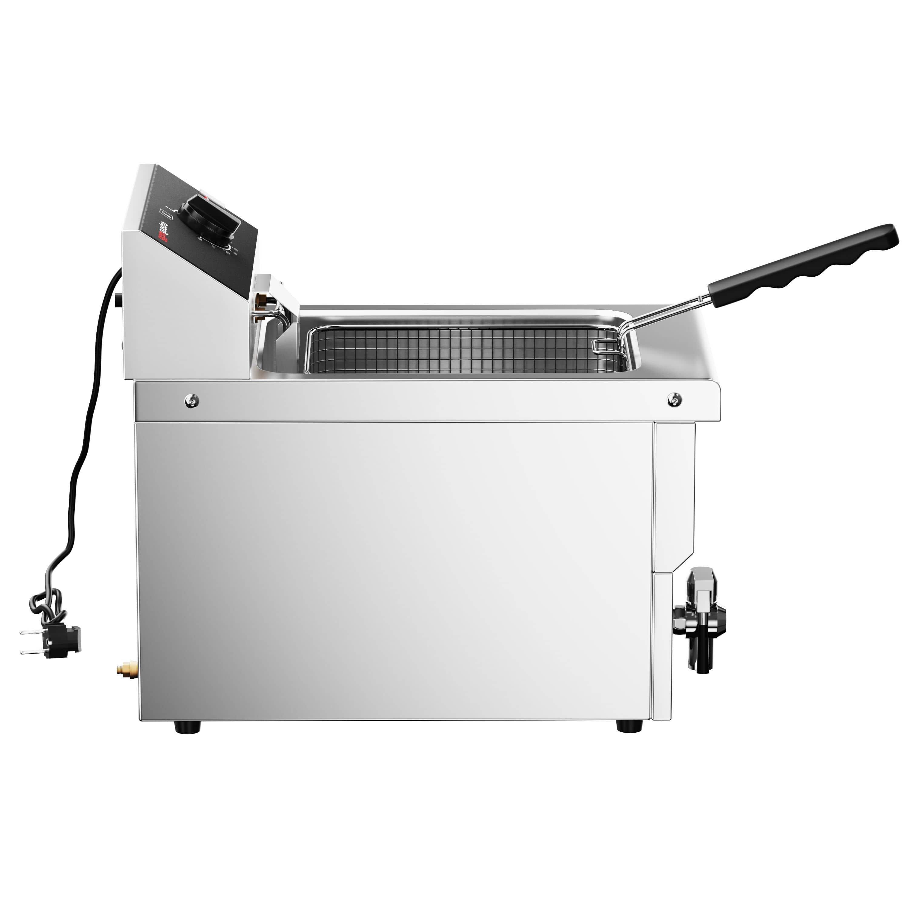 Friteuză electrică - de banc - 8 litri - 3,25 kW - control mecanic - cu robinet de scurgere — 8