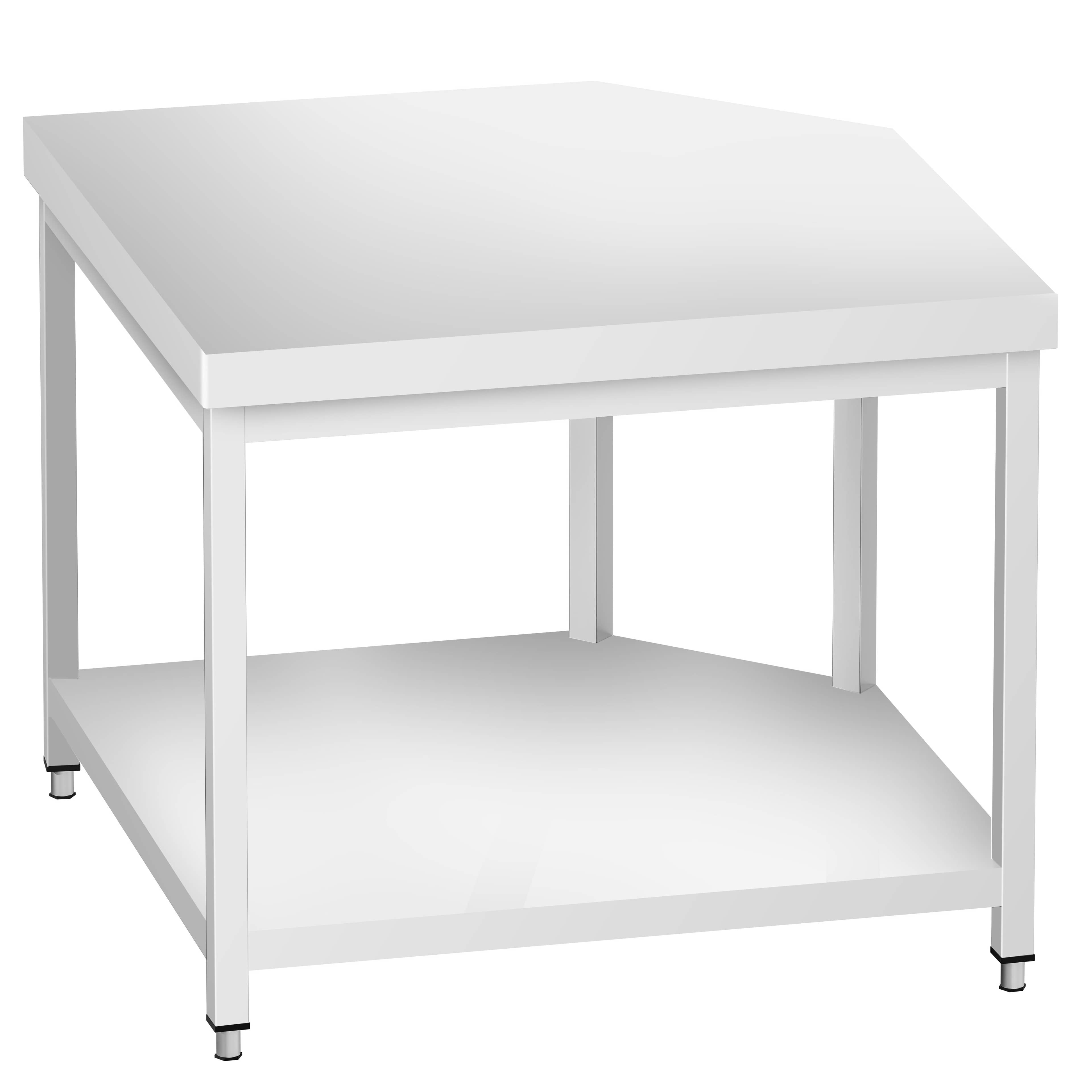Masă de lucru din oțel inoxidabil de colț PREMIUM - 1000x700 mm - cu poliță inferioară — 6