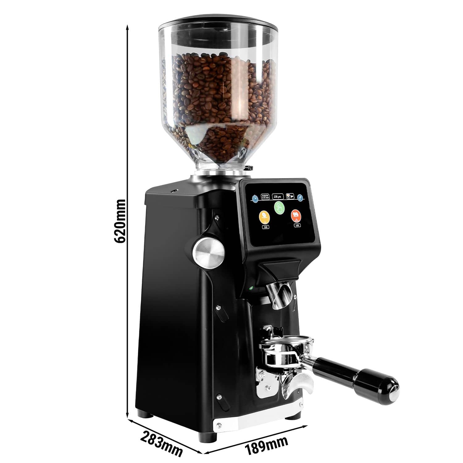 Râșniță de cafea profesională - recipient 1,2 kg - cu sistem de răcire - Ø 83 mm cuțite plate - detectare automată a suportului cu sită - carcasă din aluminiu - negru — 3