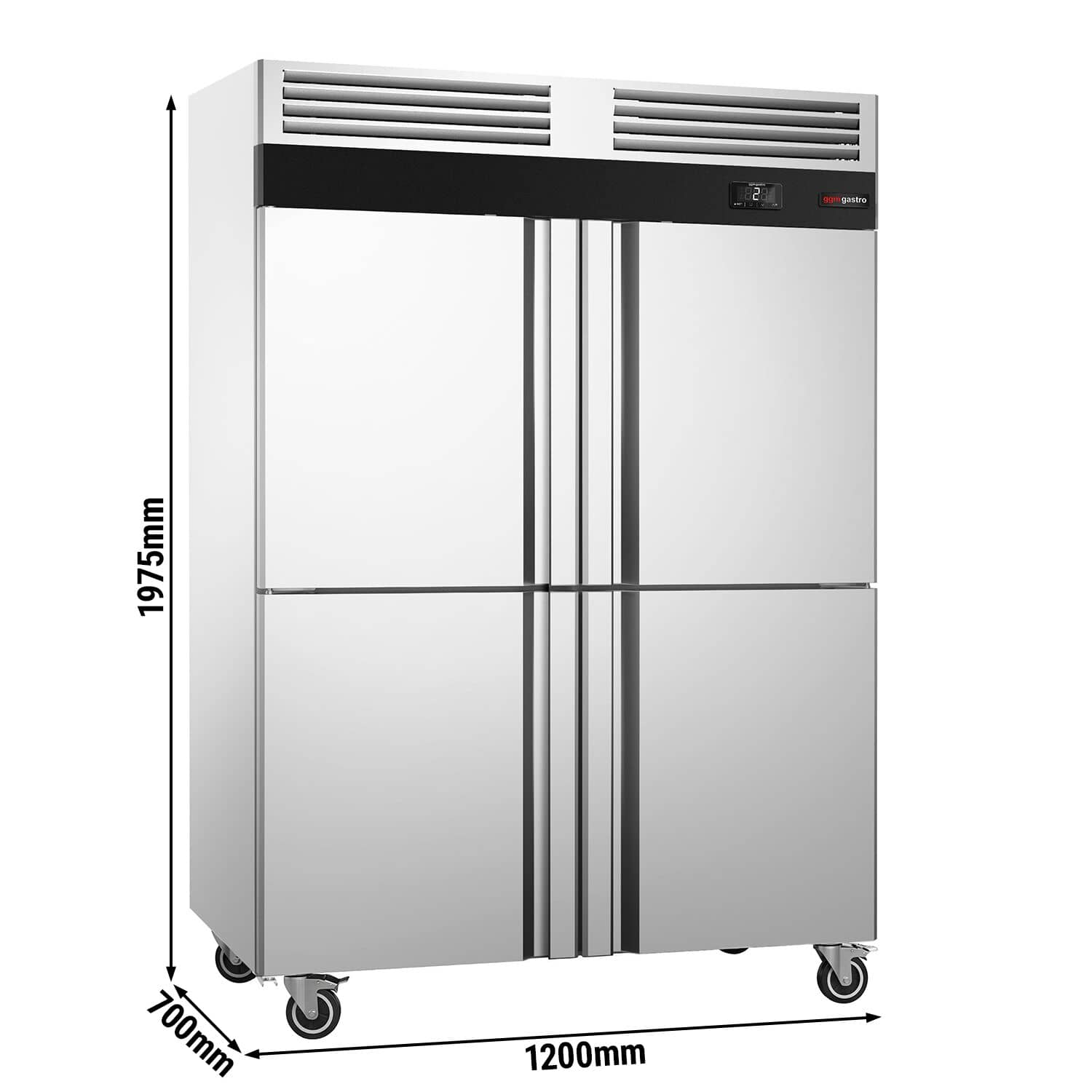 Frigider de depozitare din oțel inoxidabil ECO – GN 1/1 – 1700 litri – cu 4 uși jumătate — 3