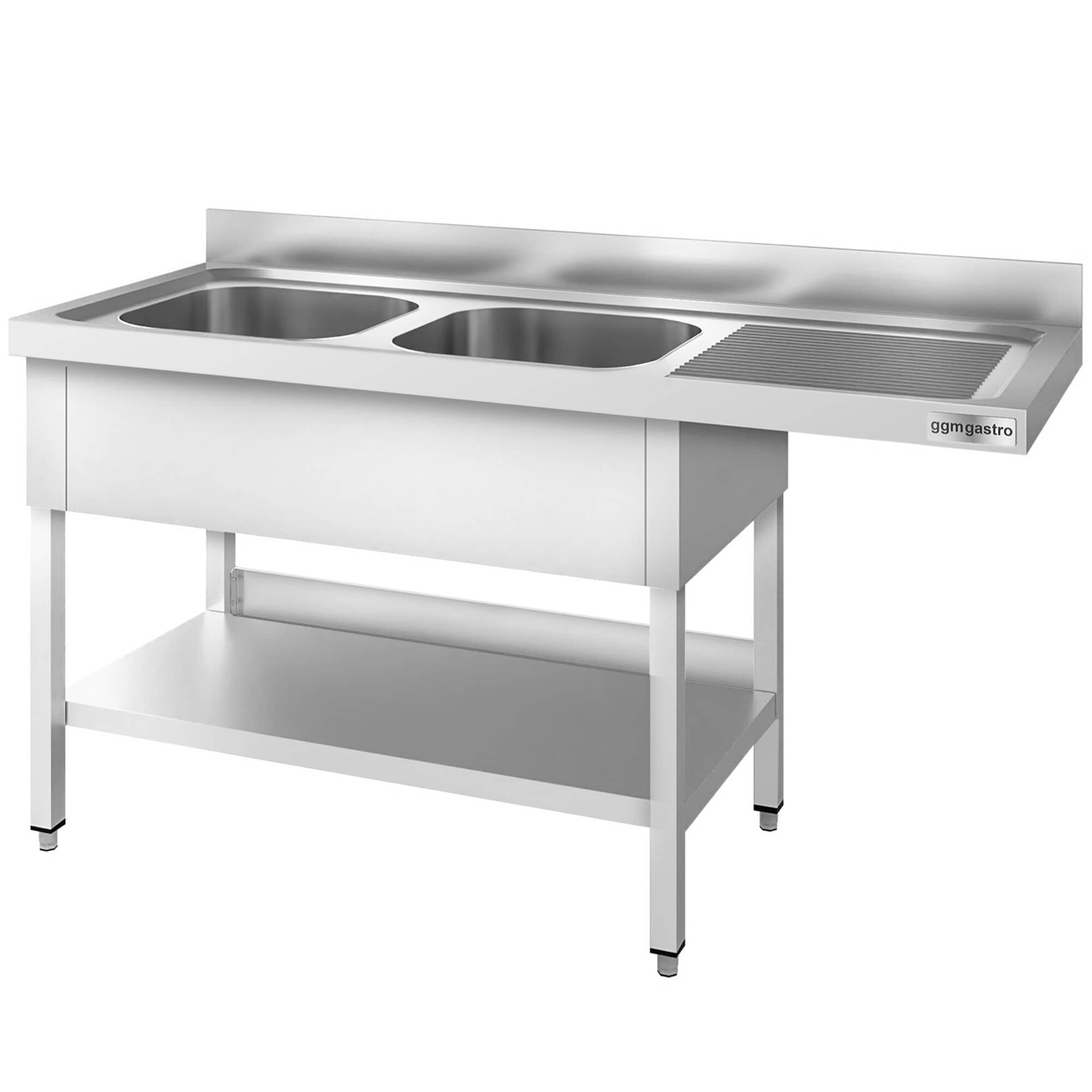 Chiuvetă pentru mașină de spălat vase PREMIUM - 1600x600 mm - cu 2 cuve stânga — 5