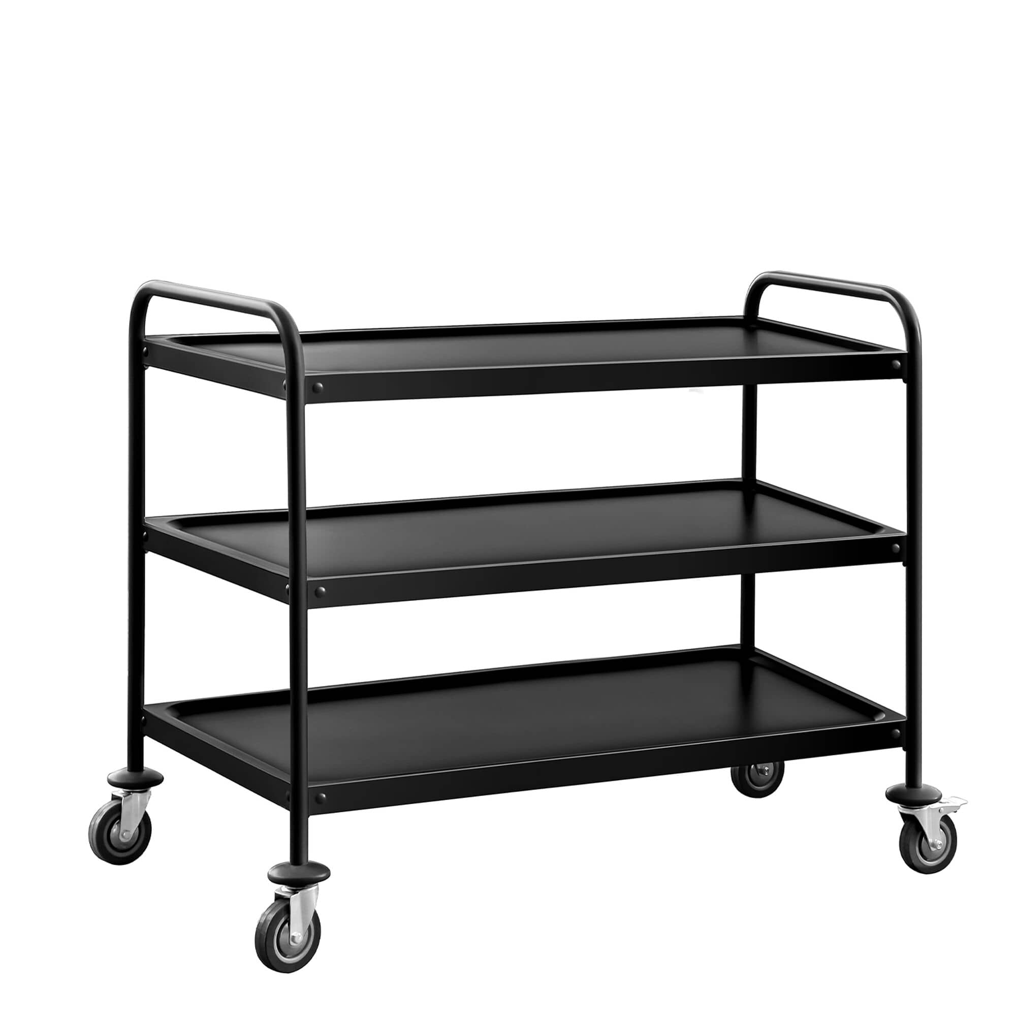 Cărucior de servire – 1200 x 600 mm – cu 3 rafturi – Negru — 2