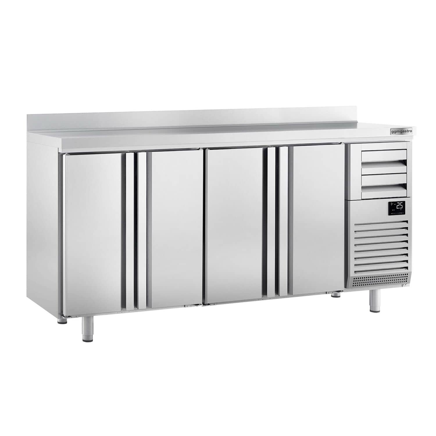 Frigider Bar Profesional PREMIUM PLUS - Barkühltische - 2452x600 mm - 690 L - 4 uși & 2 sertare, bordură spate 100 mm — 2